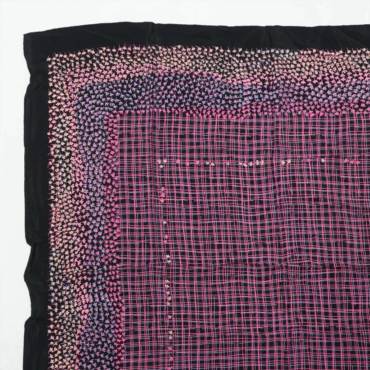 Scarf Silk Black x Pink Thread Fuzz Thread — view 2