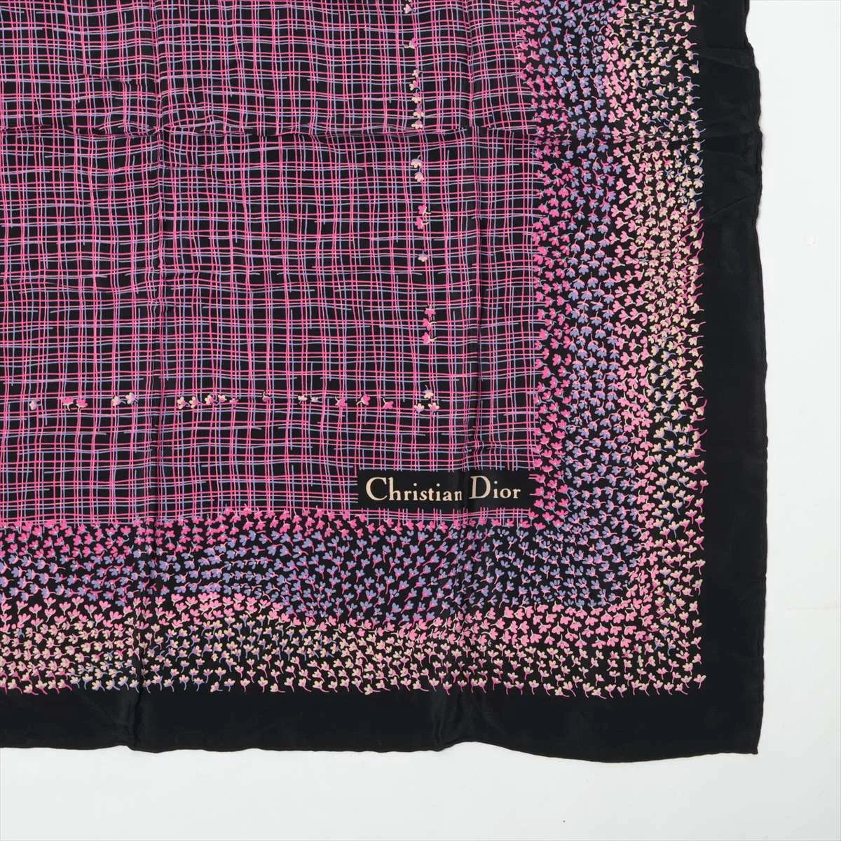 Scarf Silk Black x Pink Thread Fuzz Thread — view 4