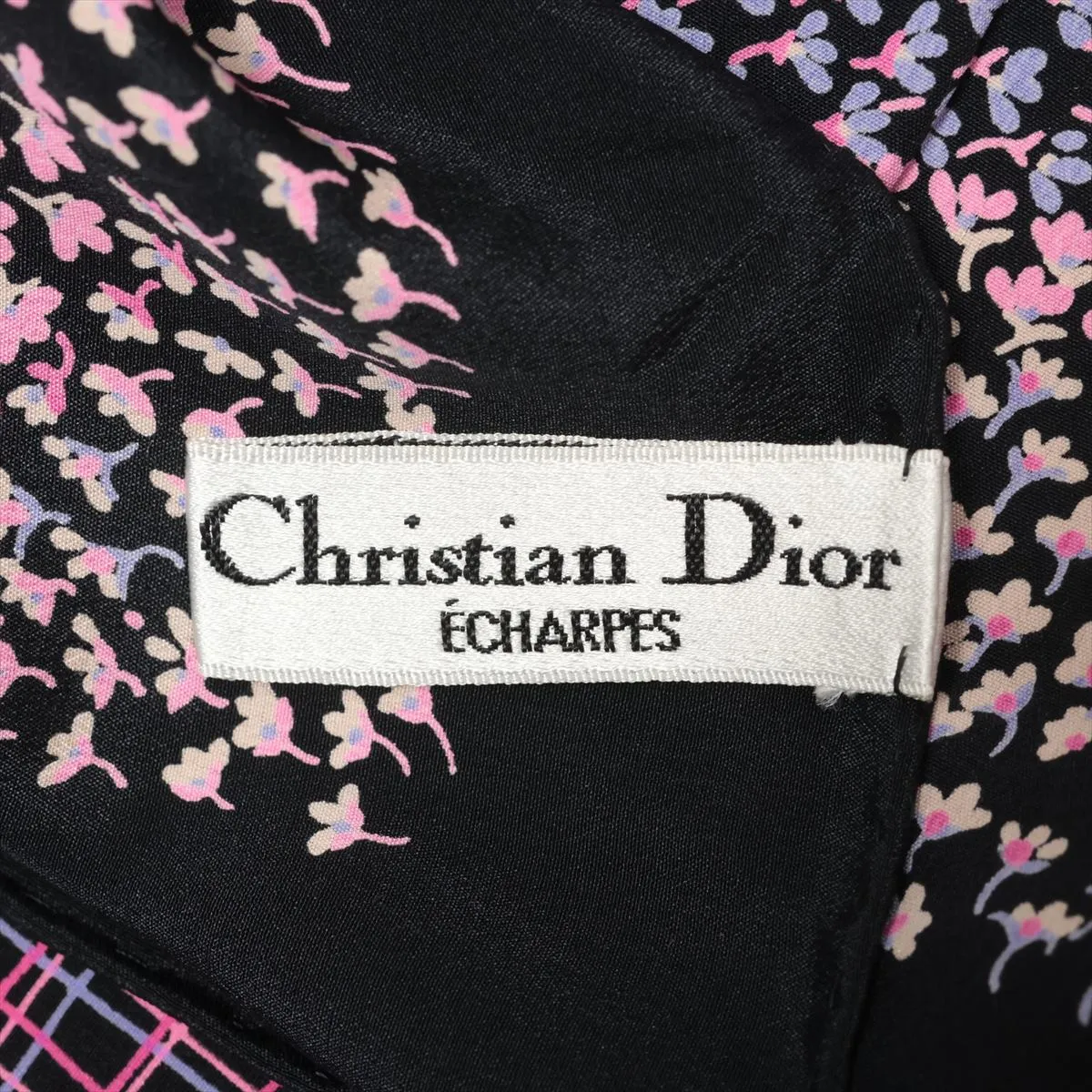 Scarf Silk Black x Pink Thread Fuzz Thread — view 6
