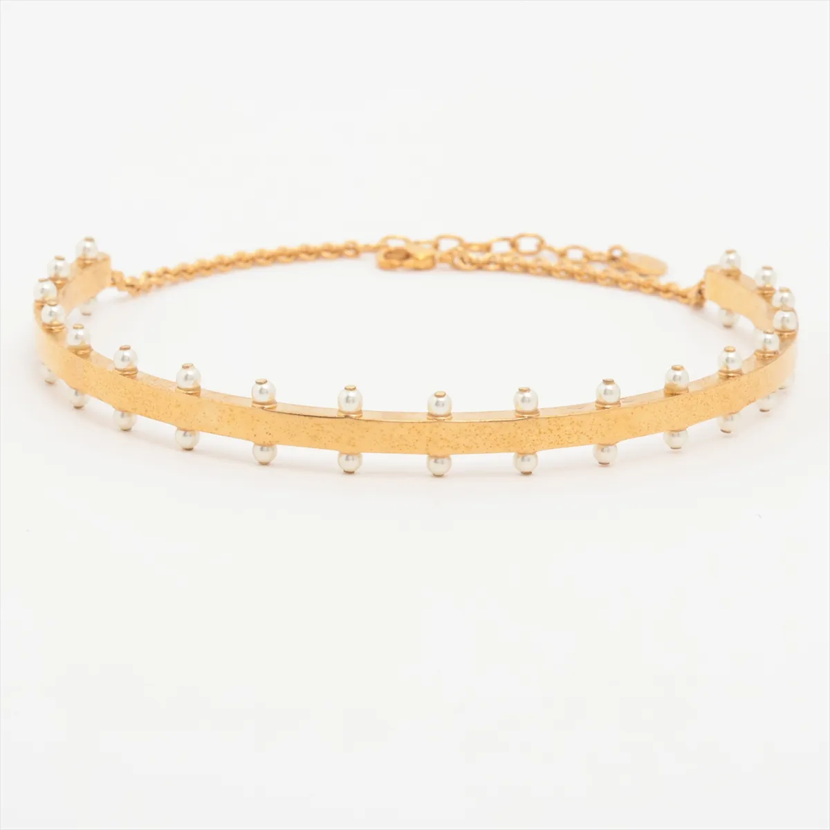 choker, gold-plated with faux pearls. Shows signs of wear, including — view 2
