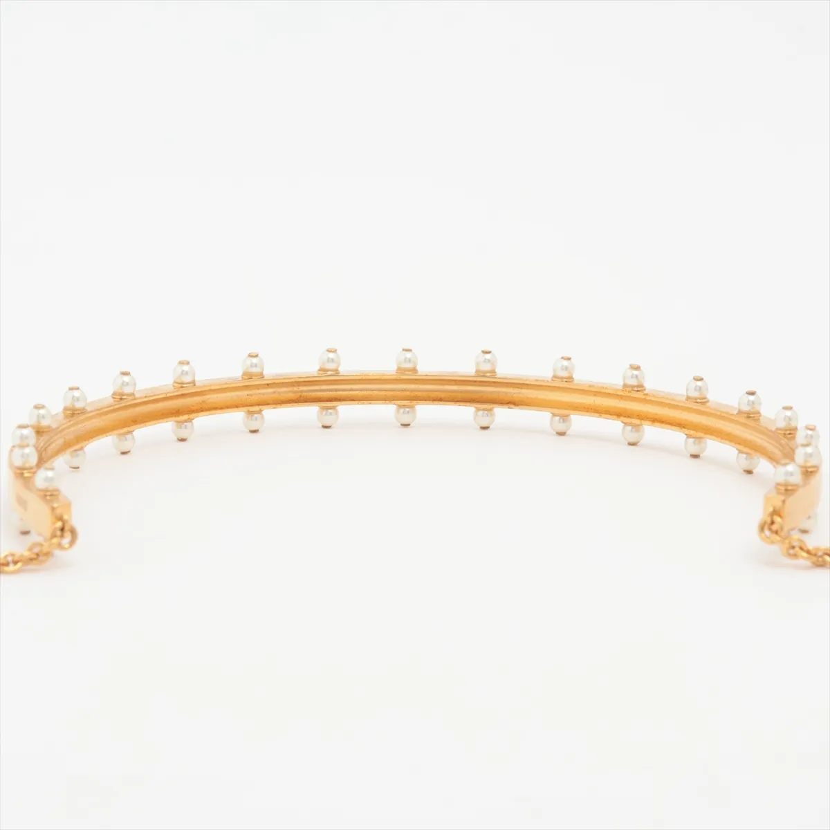 choker, gold-plated with faux pearls. Shows signs of wear, including — view 3