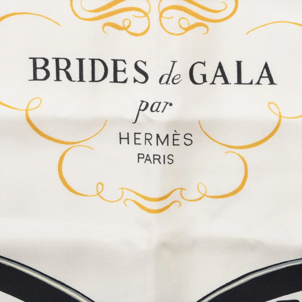 Carre 90 BRIDES de GALA Ceremonial Bridle Scarf, Silk, Black. Shows wear, — view 6