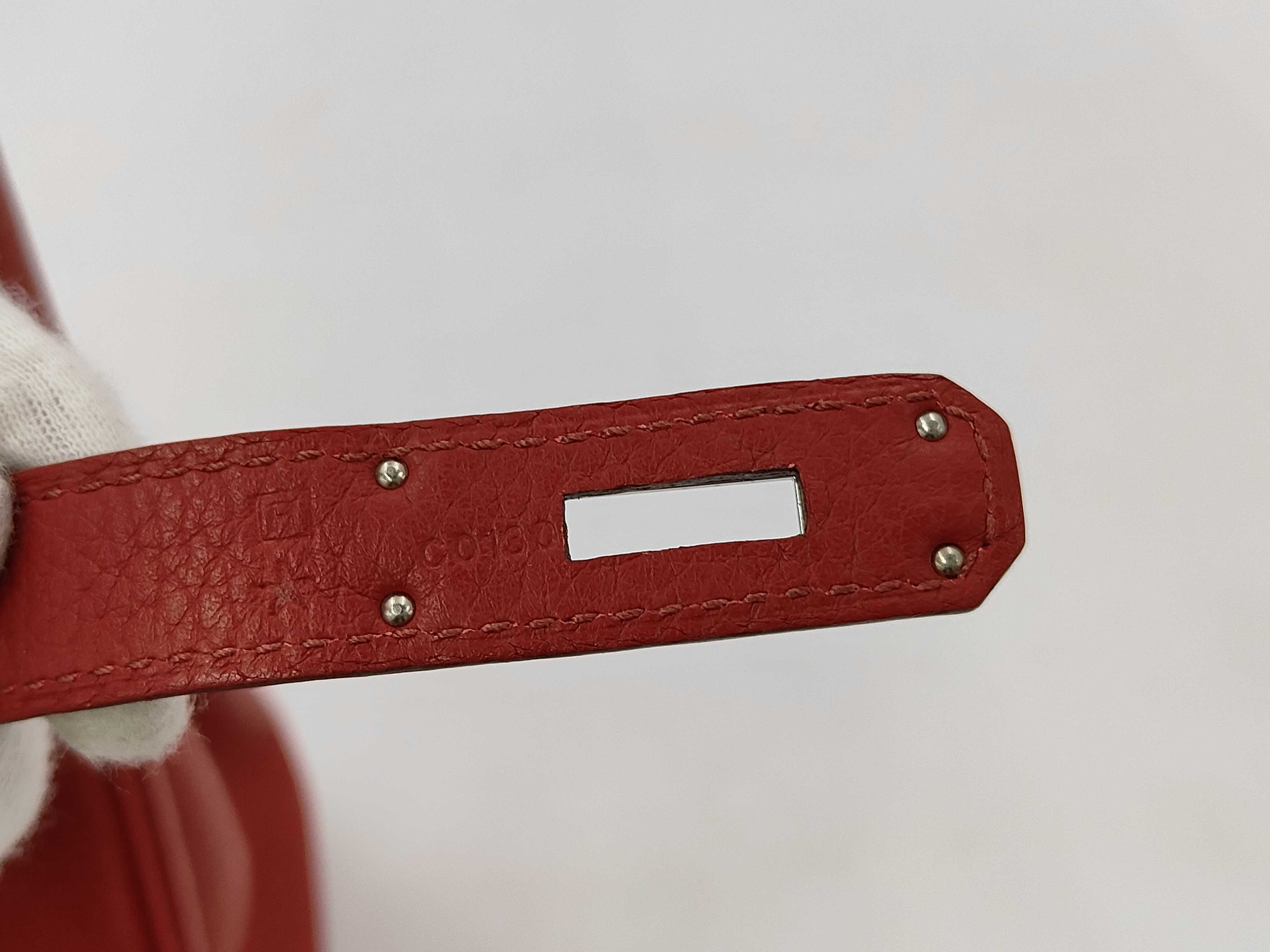 Birkin 30 R stamp Taurillon Clemence Rouge Garance Silver Hardware Handbag — view 11