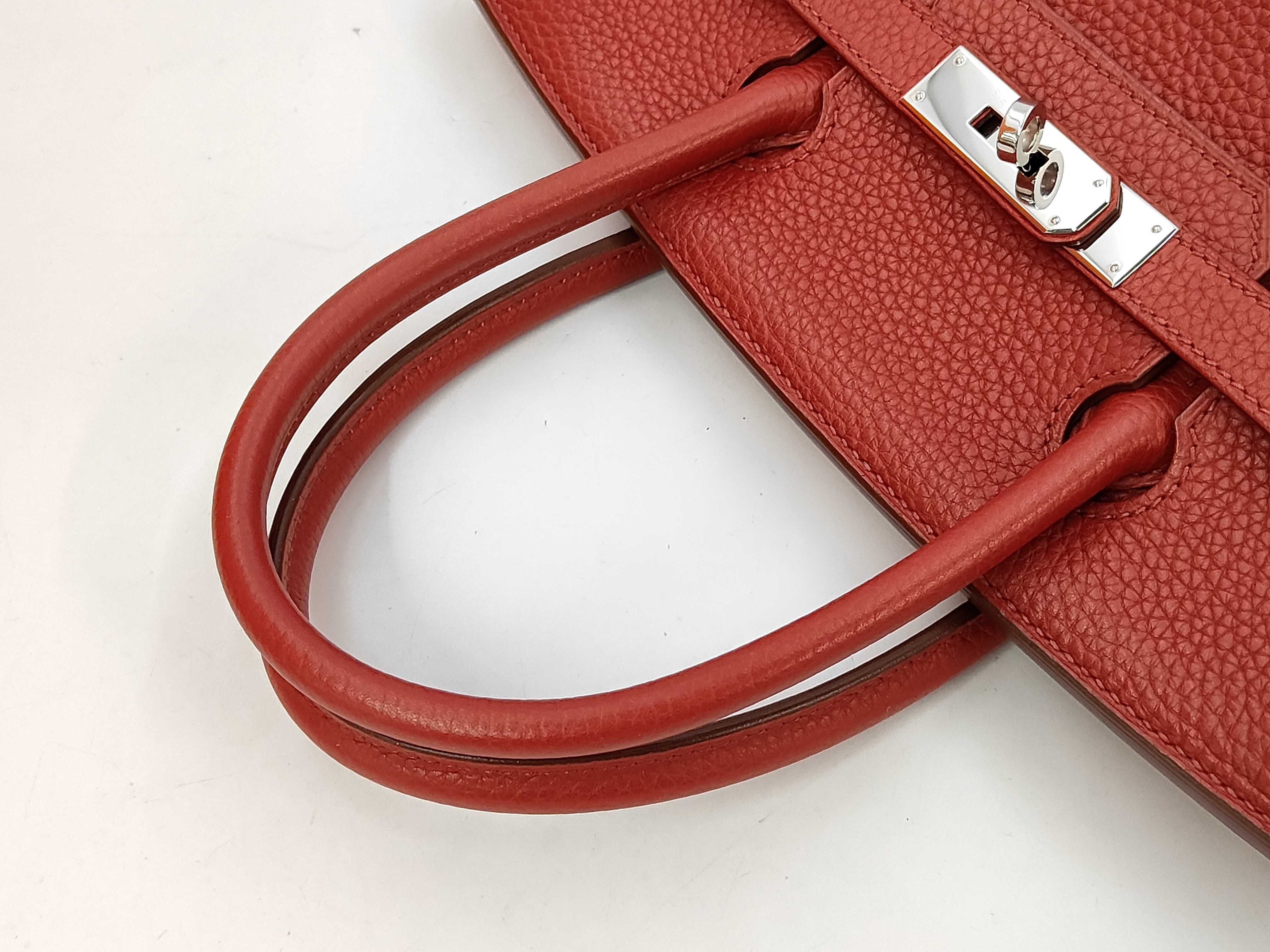 Birkin 30 R stamp Taurillon Clemence Rouge Garance Silver Hardware Handbag — view 3