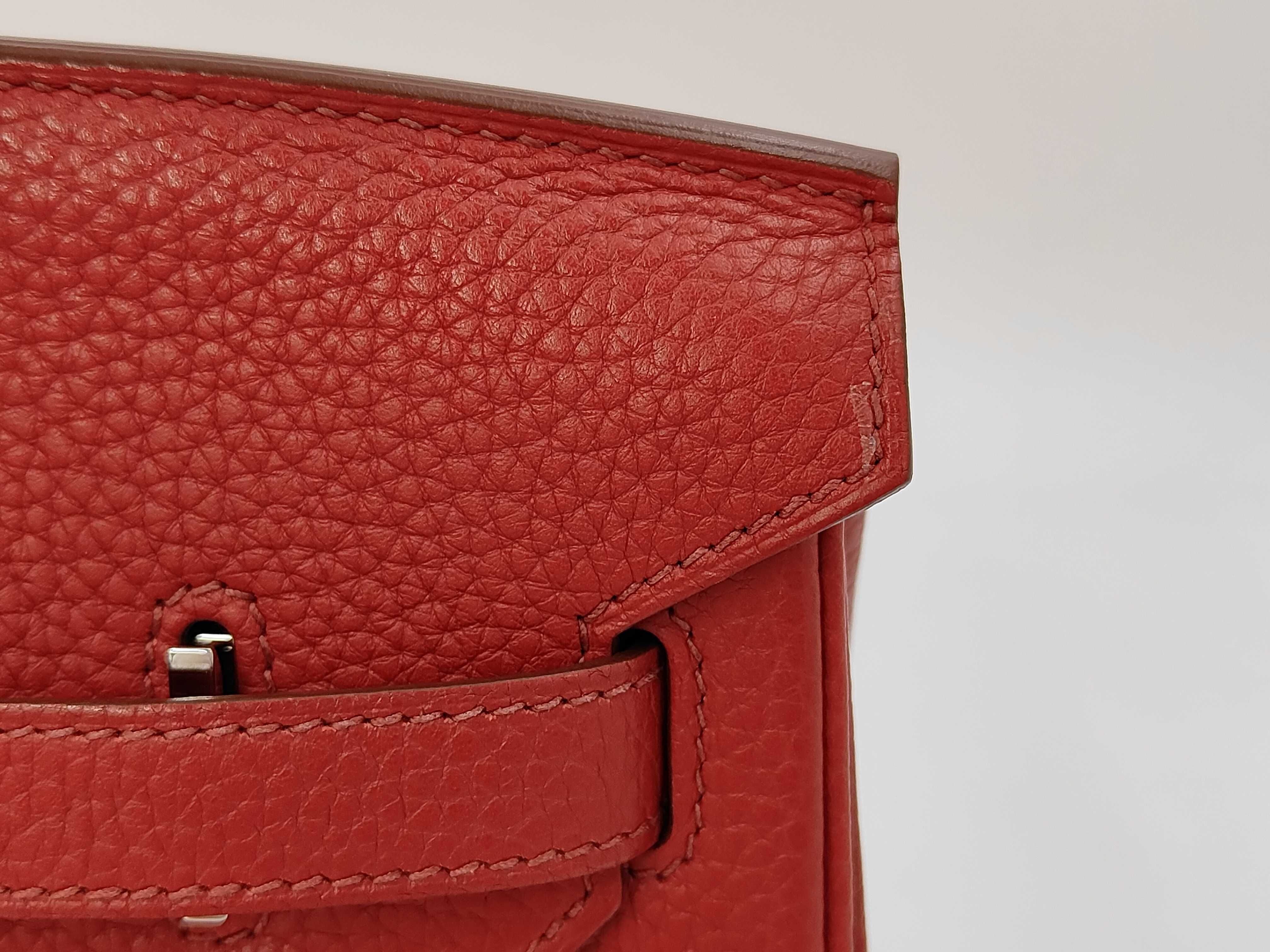 Birkin 30 R stamp Taurillon Clemence Rouge Garance Silver Hardware Handbag — view 8