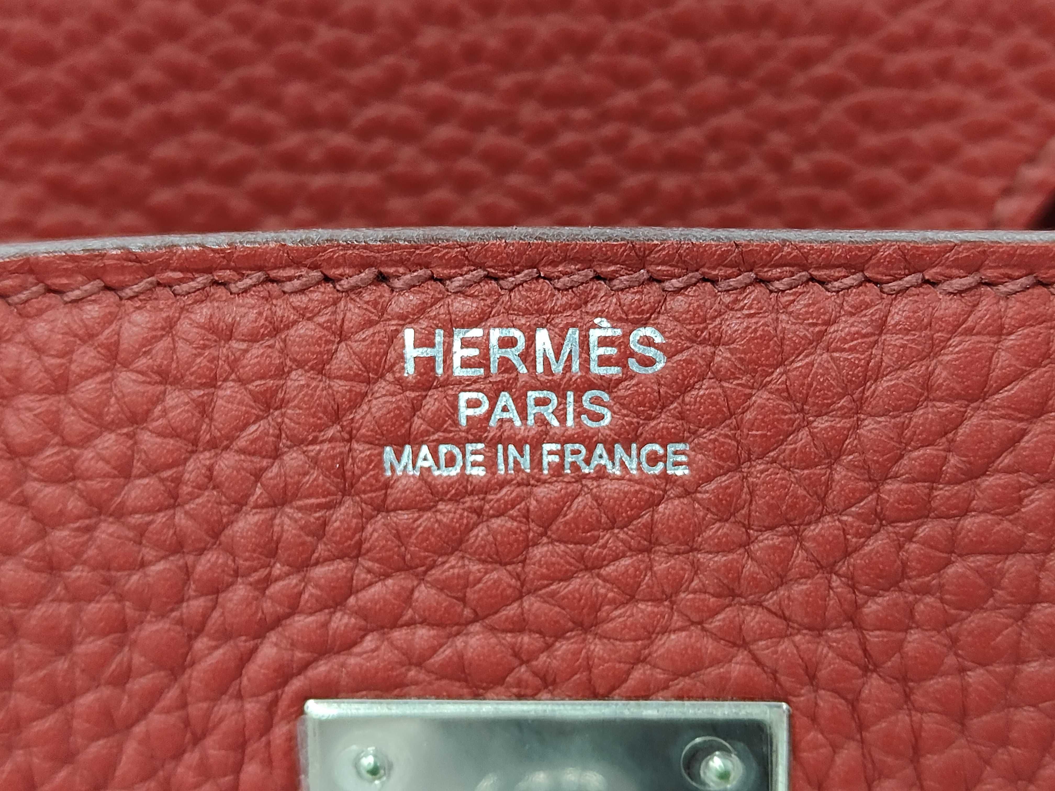 Birkin 30 R stamp Taurillon Clemence Rouge Garance Silver Hardware Handbag — view 10
