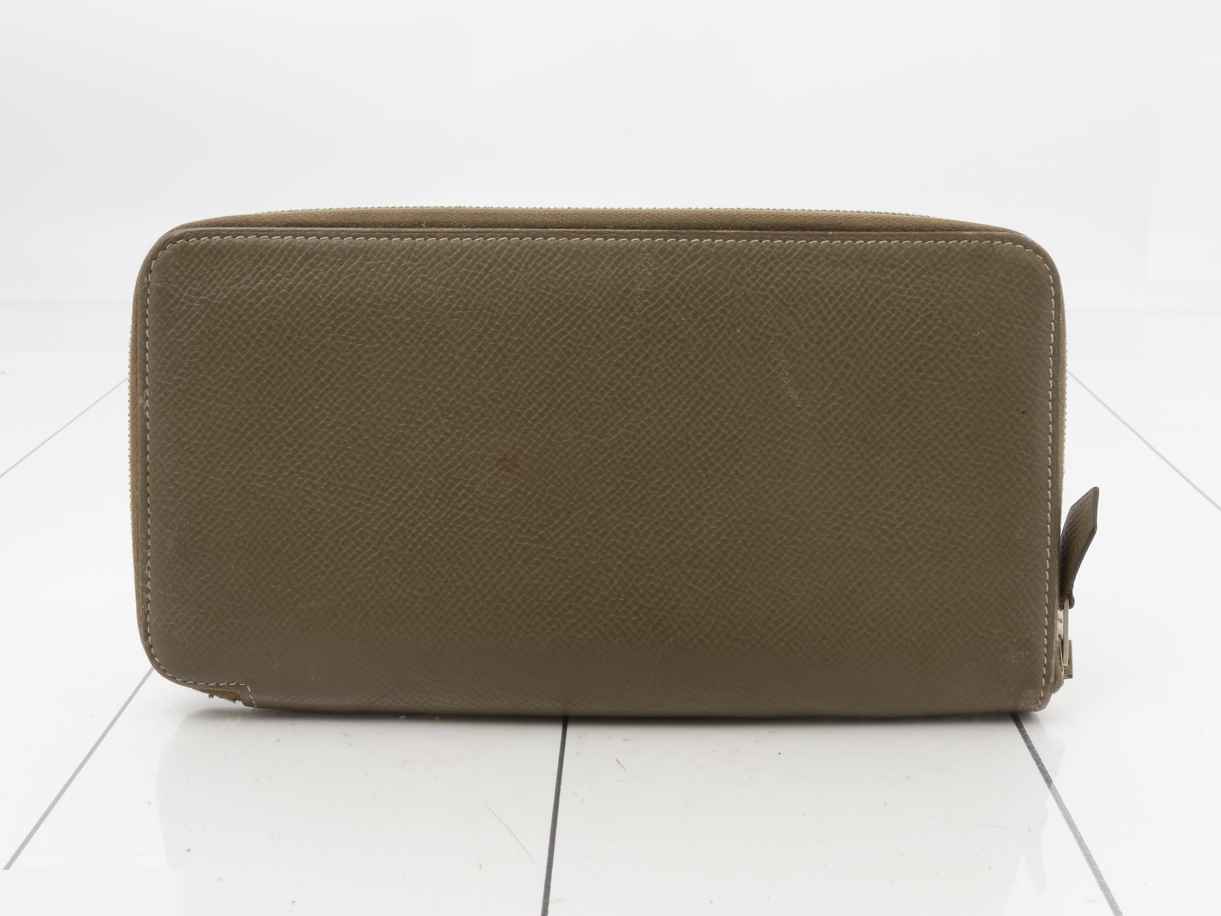 Azap Long Silk In Epsom Leather Long Wallet, Etoupe, O Stamp — view 2
