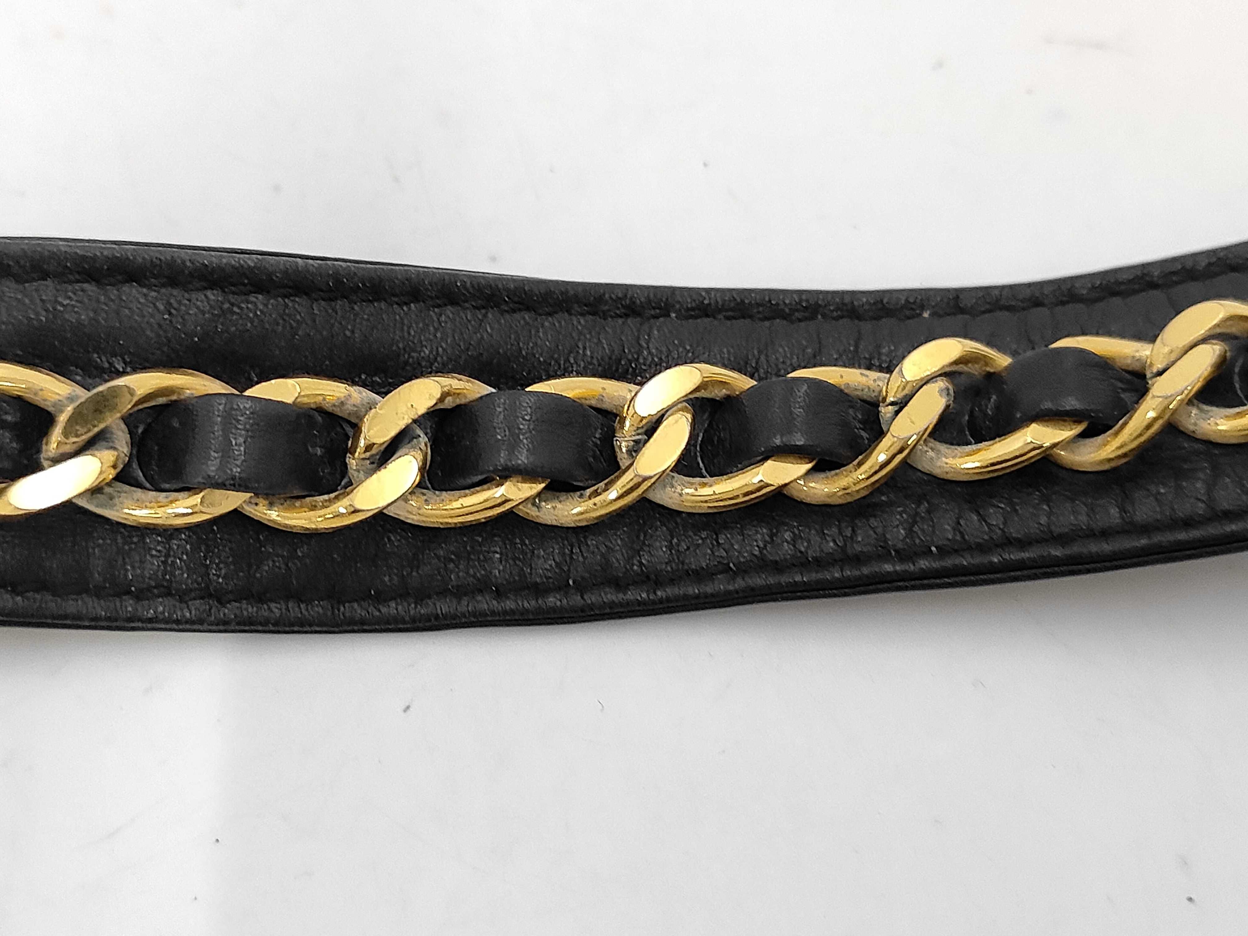 Chain Leather Belt (Black x Gold) — view 8