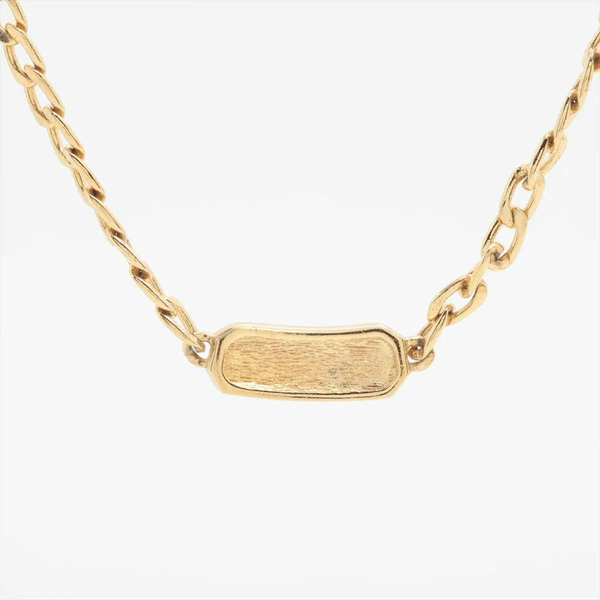 CD logo necklace, gold plated with rhinestones. Shows signs of wear, — view 2