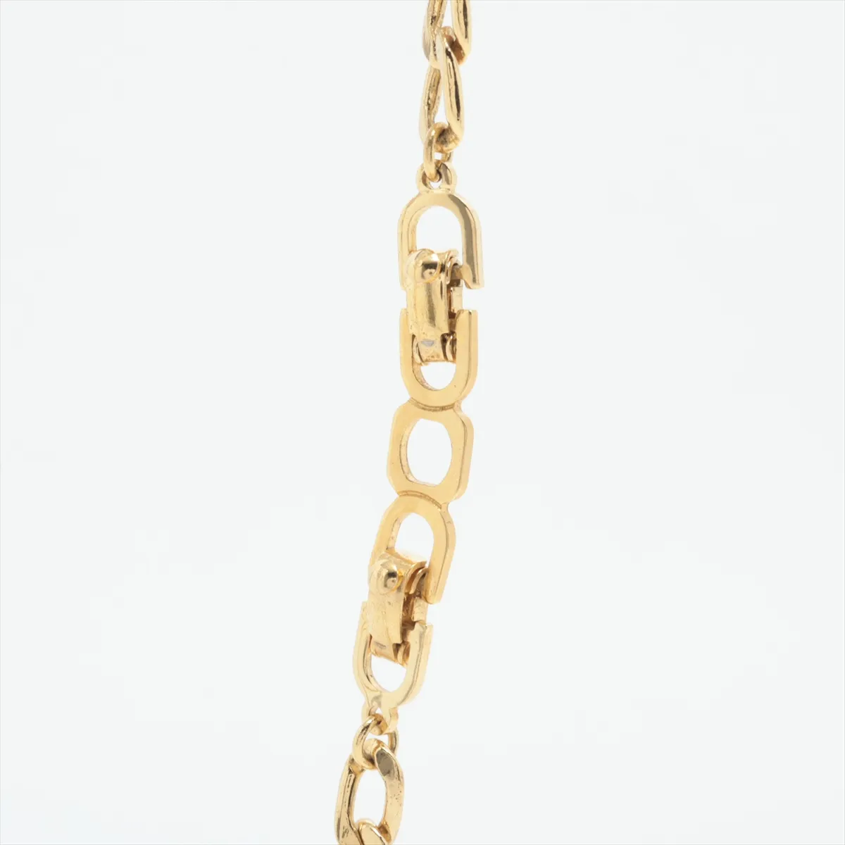 CD logo necklace, gold plated with rhinestones. Shows signs of wear, — view 3