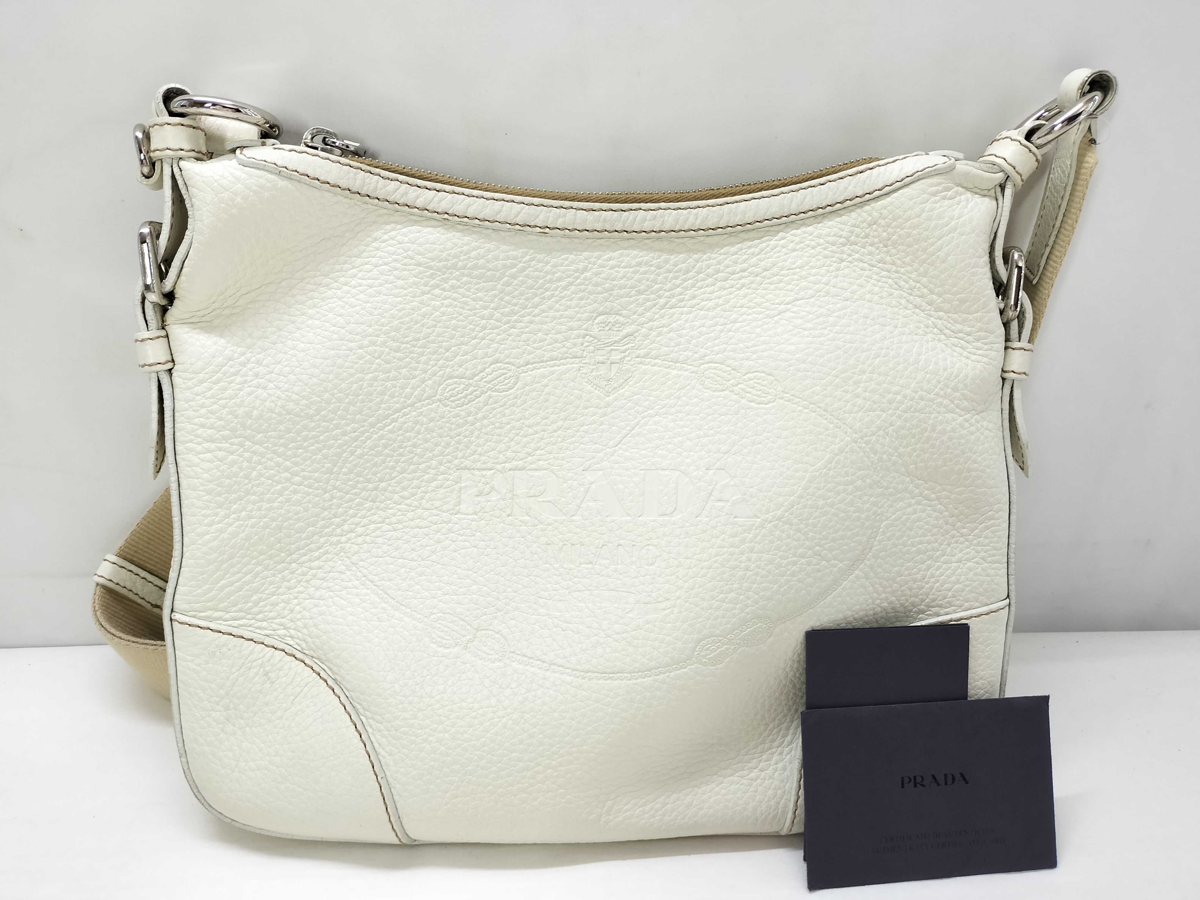 Leather One-Shoulder Bag, Ivory, BT0531 (Shoulder Bag)