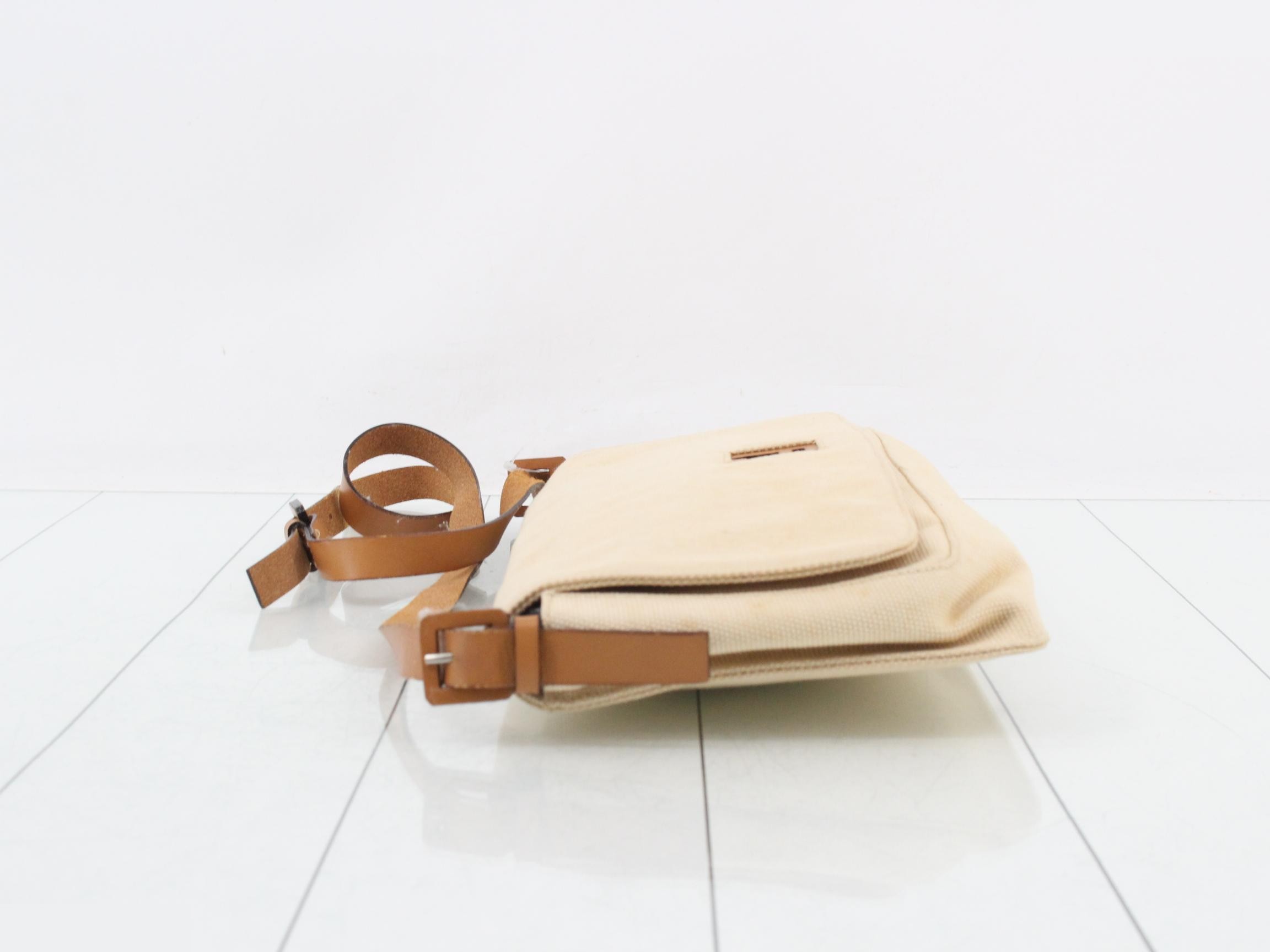 Shoulder bag, canvas/leather, beige — view 4