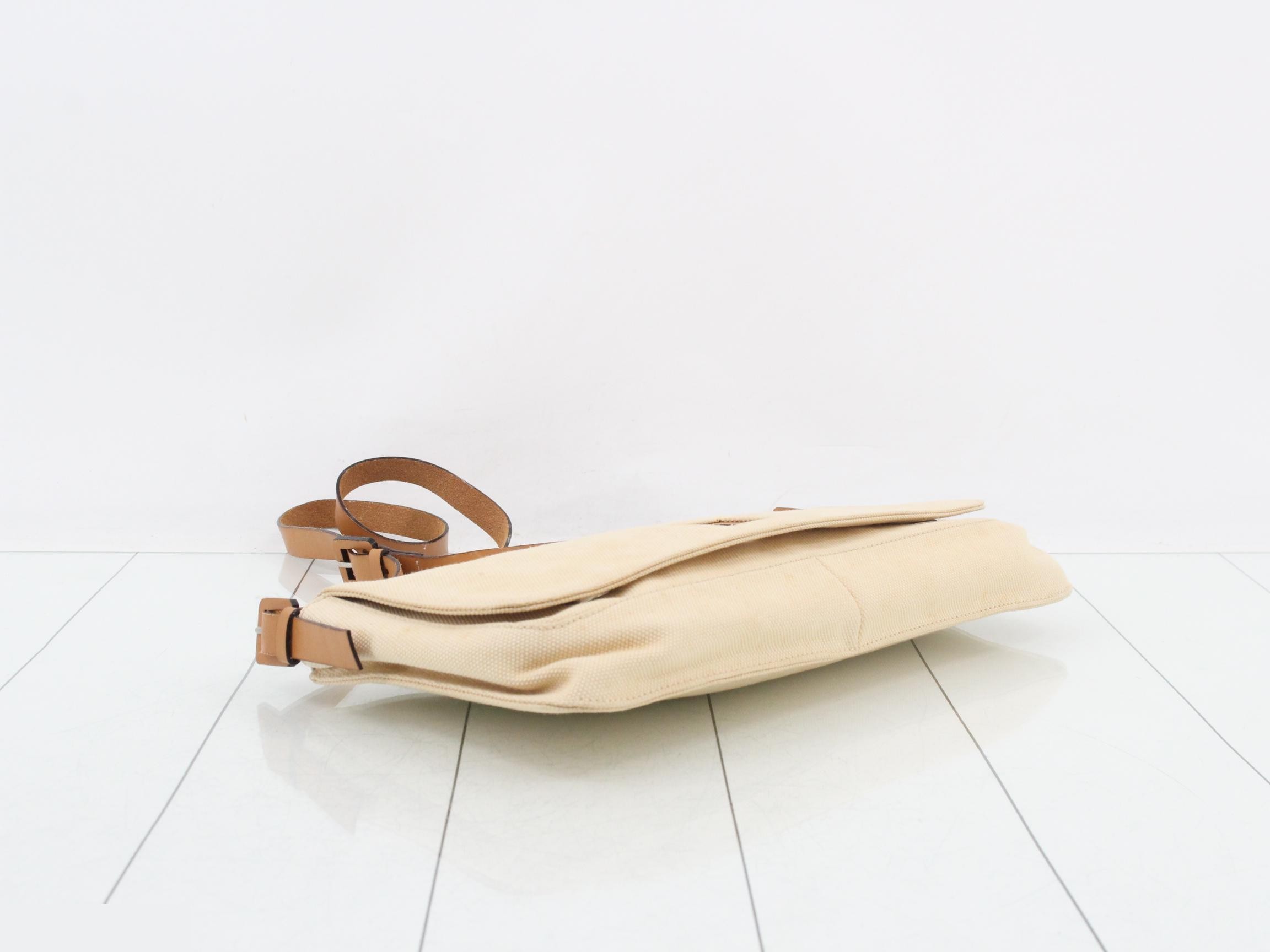 Shoulder bag, canvas/leather, beige — view 5
