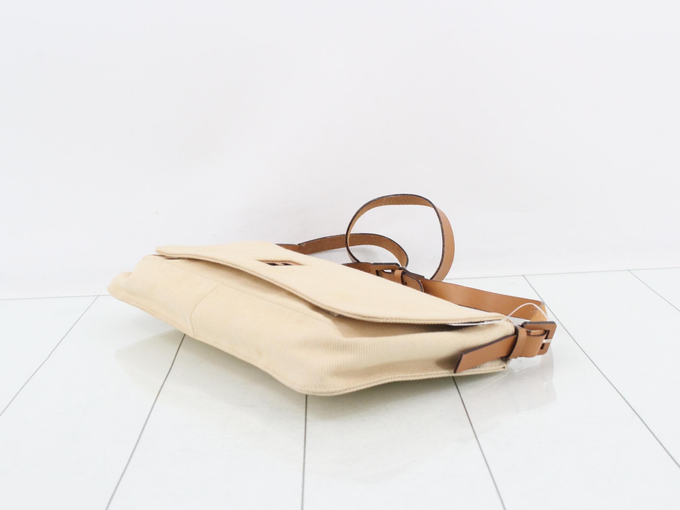 Shoulder bag, canvas/leather, beige — view 6