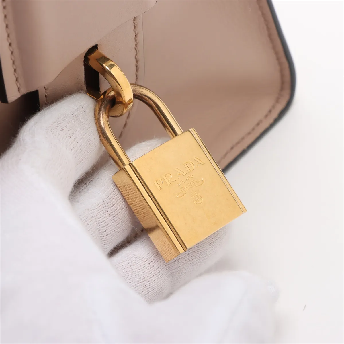 Saffiano Leather Handbag, Beige, 1BA046 — view 13