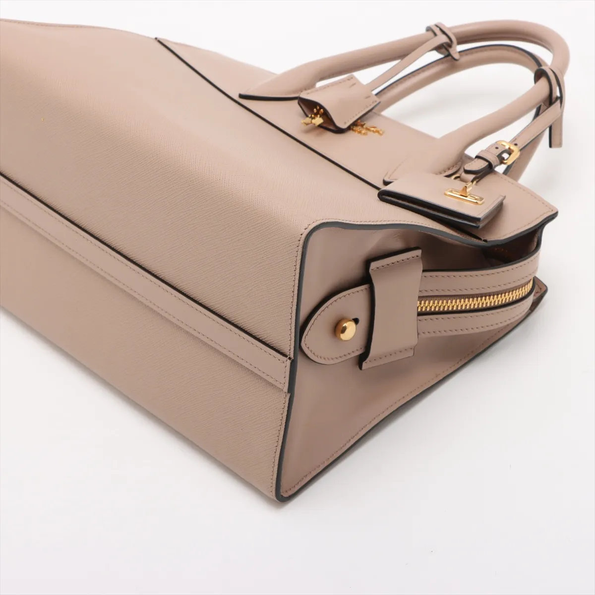 Saffiano Leather Handbag, Beige, 1BA046 — view 3