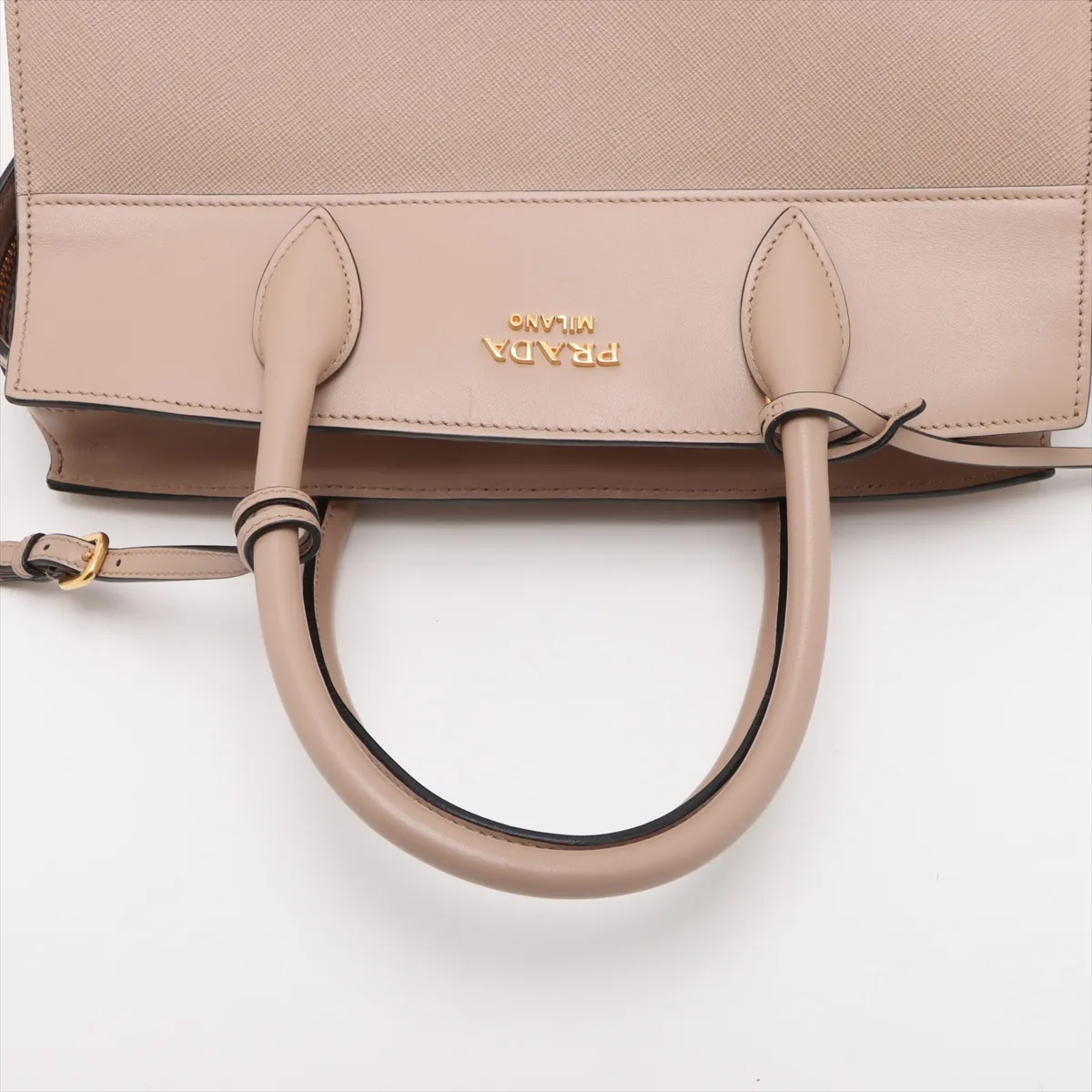 Saffiano Leather Handbag, Beige, 1BA046 — view 5