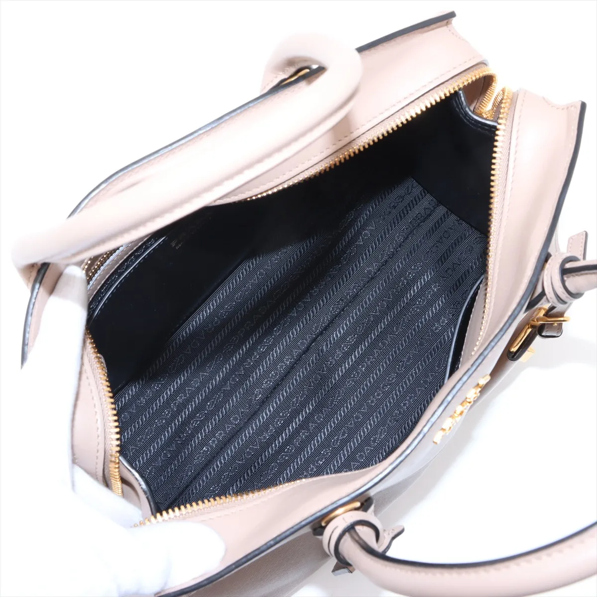 Saffiano Leather Handbag, Beige, 1BA046 — view 7