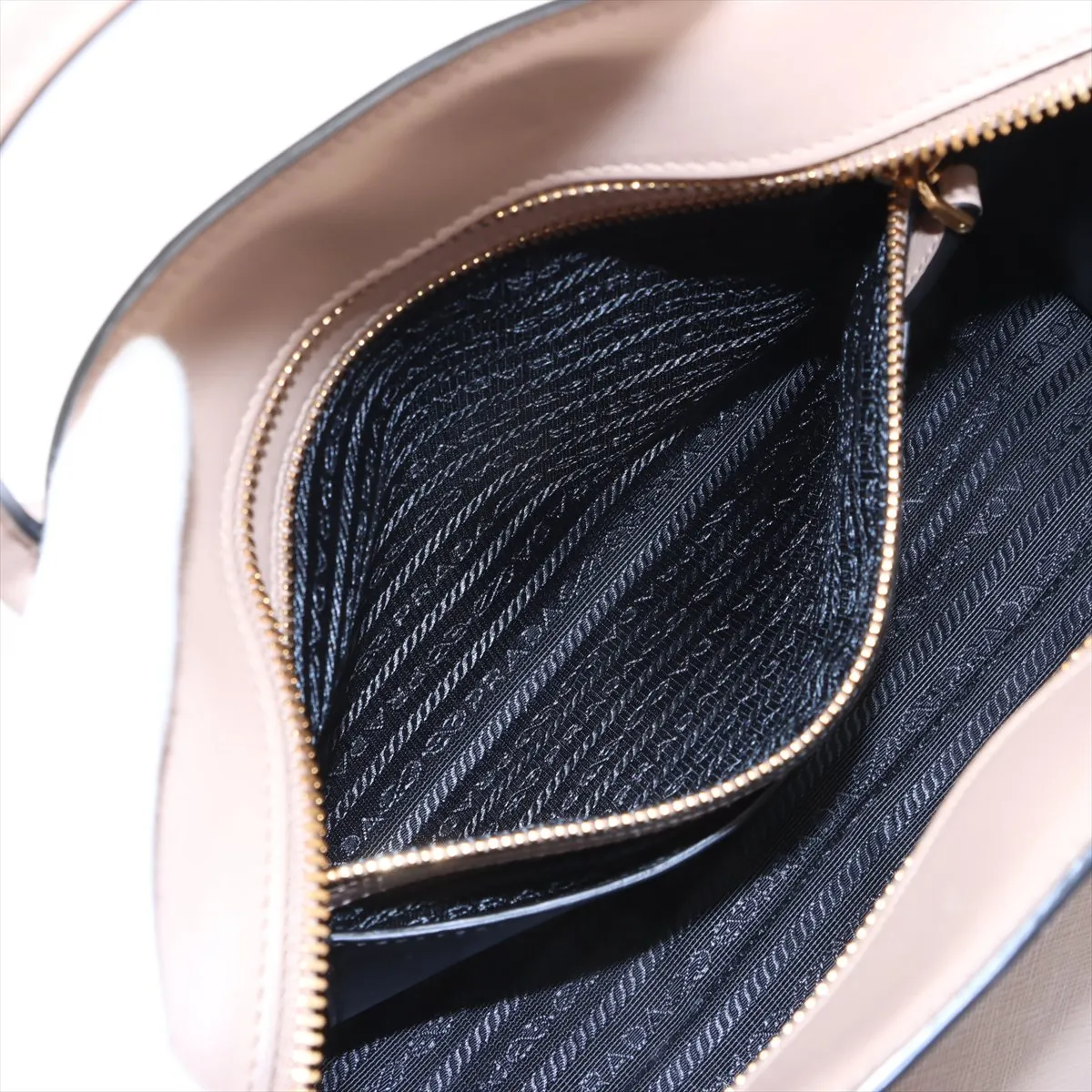 Saffiano Leather Handbag, Beige, 1BA046 — view 10