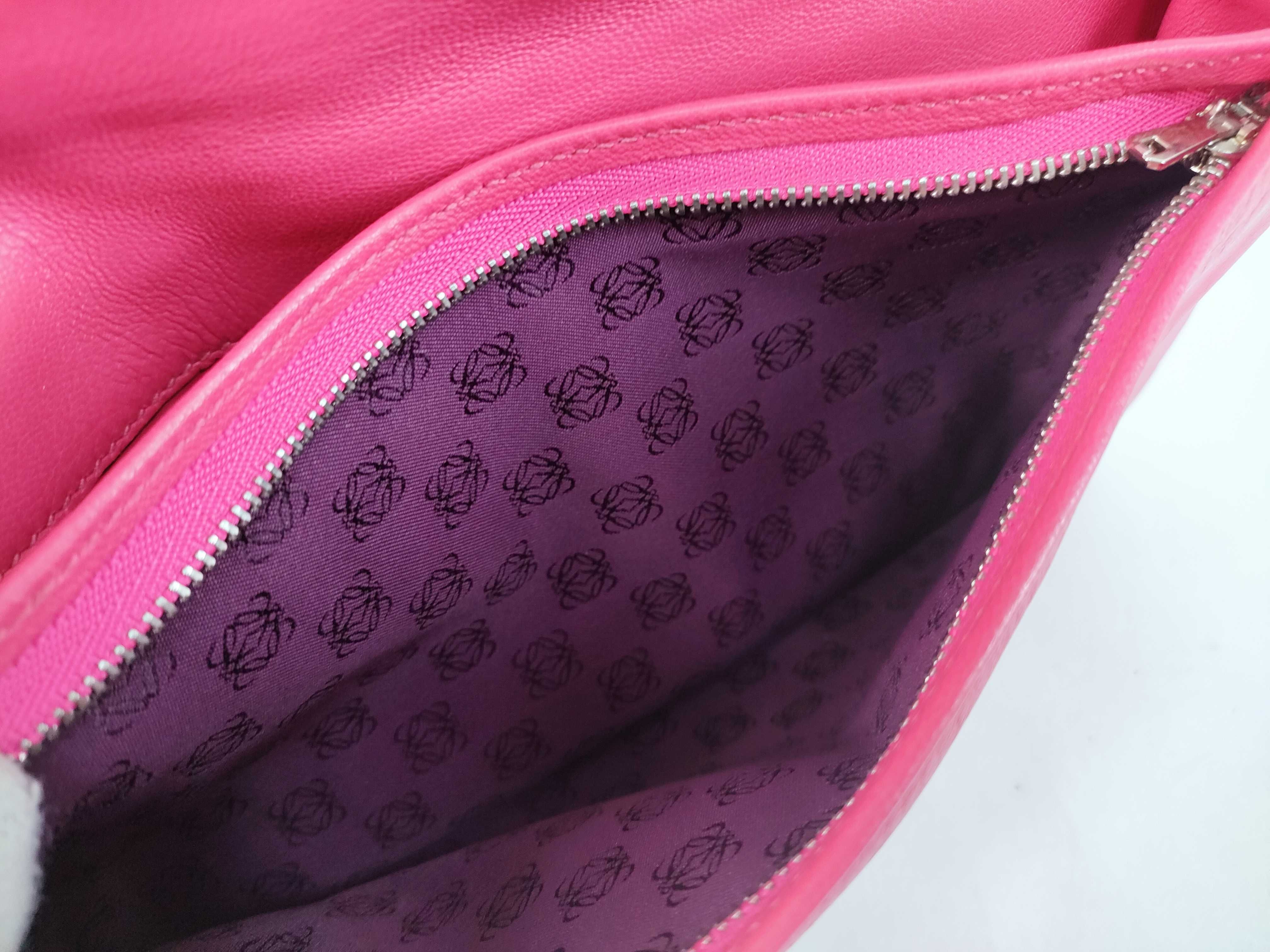 Lambskin Leather Clutch Bag, Fuchsia — view 11