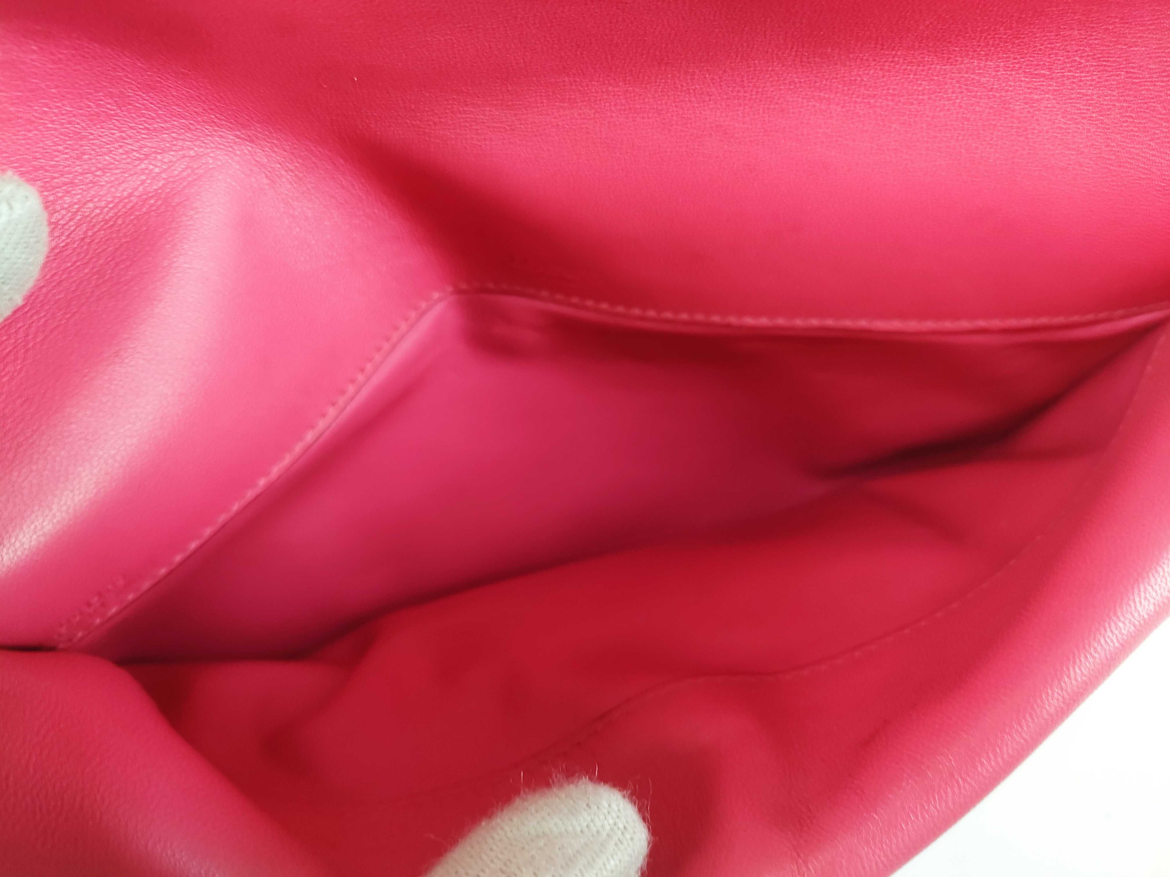 Lambskin Leather Clutch Bag, Fuchsia — view 6