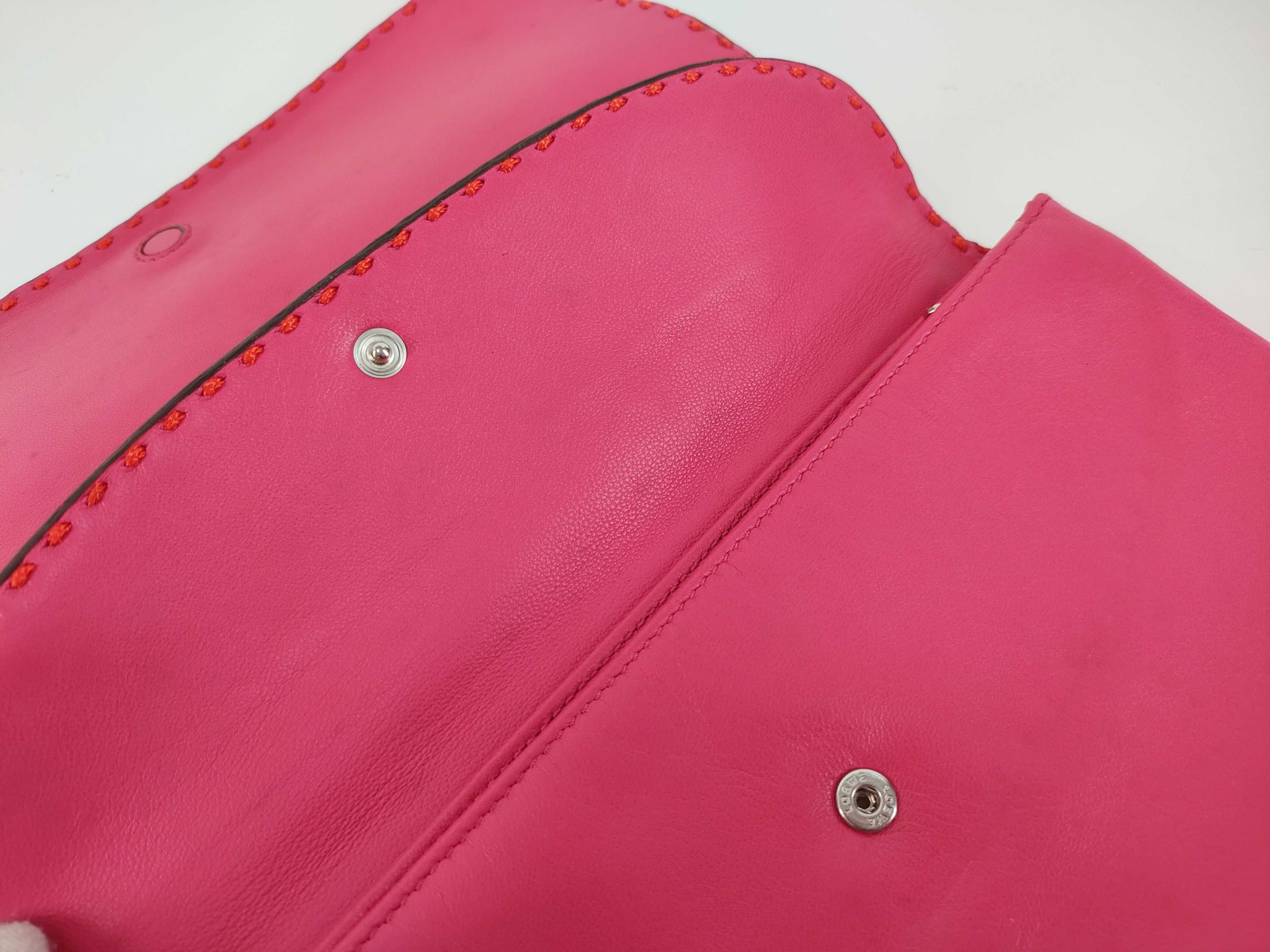 Lambskin Leather Clutch Bag, Fuchsia — view 9