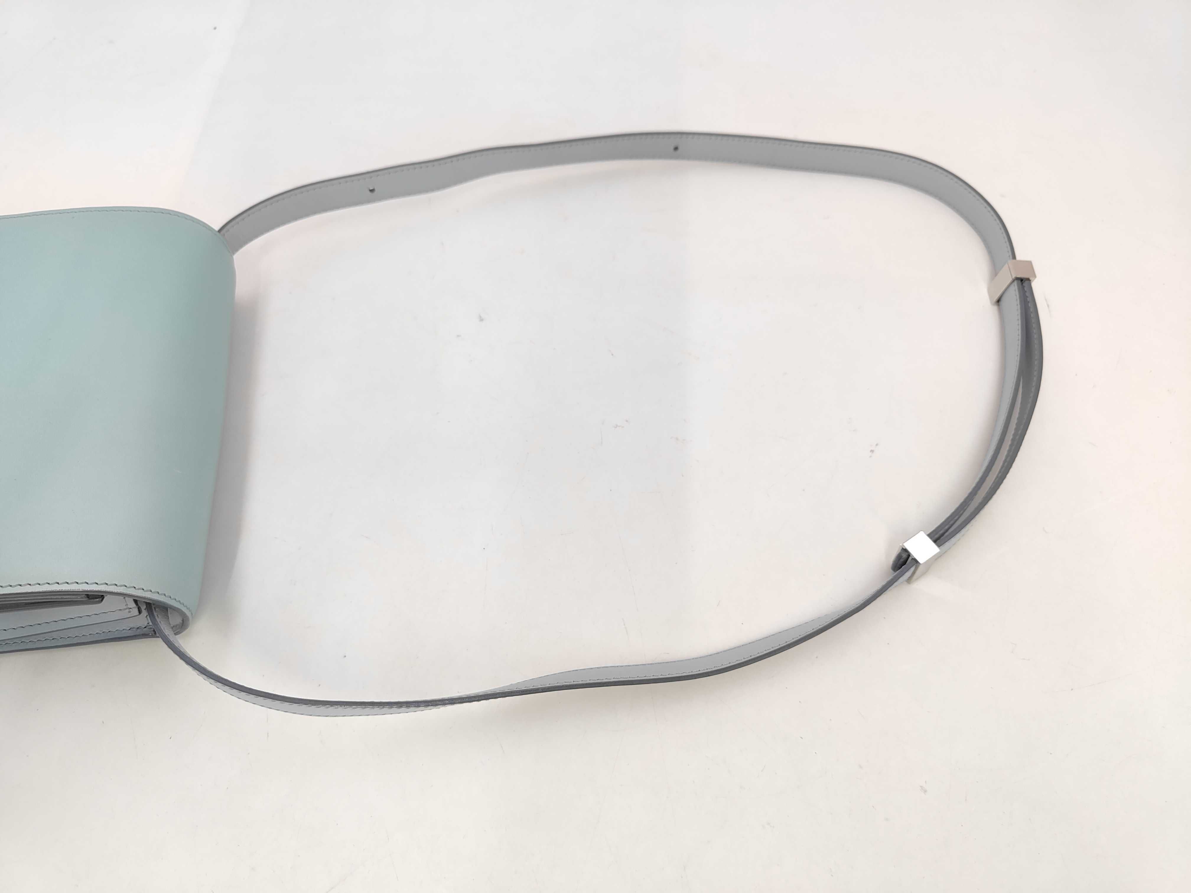 Classic Box Small Leather Shoulder Bag, Light Blue — view 5