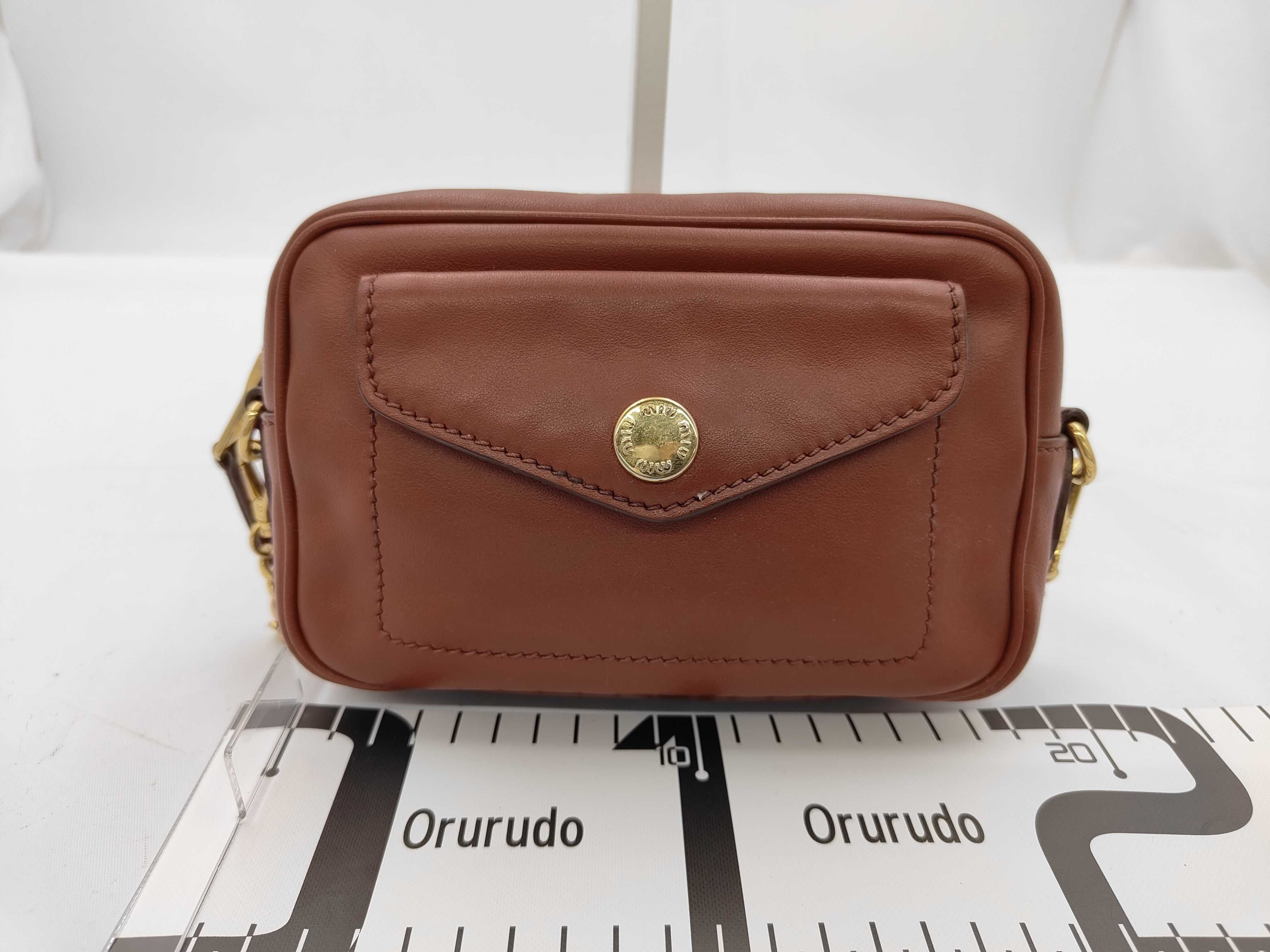 Chain Shoulder Leather Brown Shoulder Bag — view 2