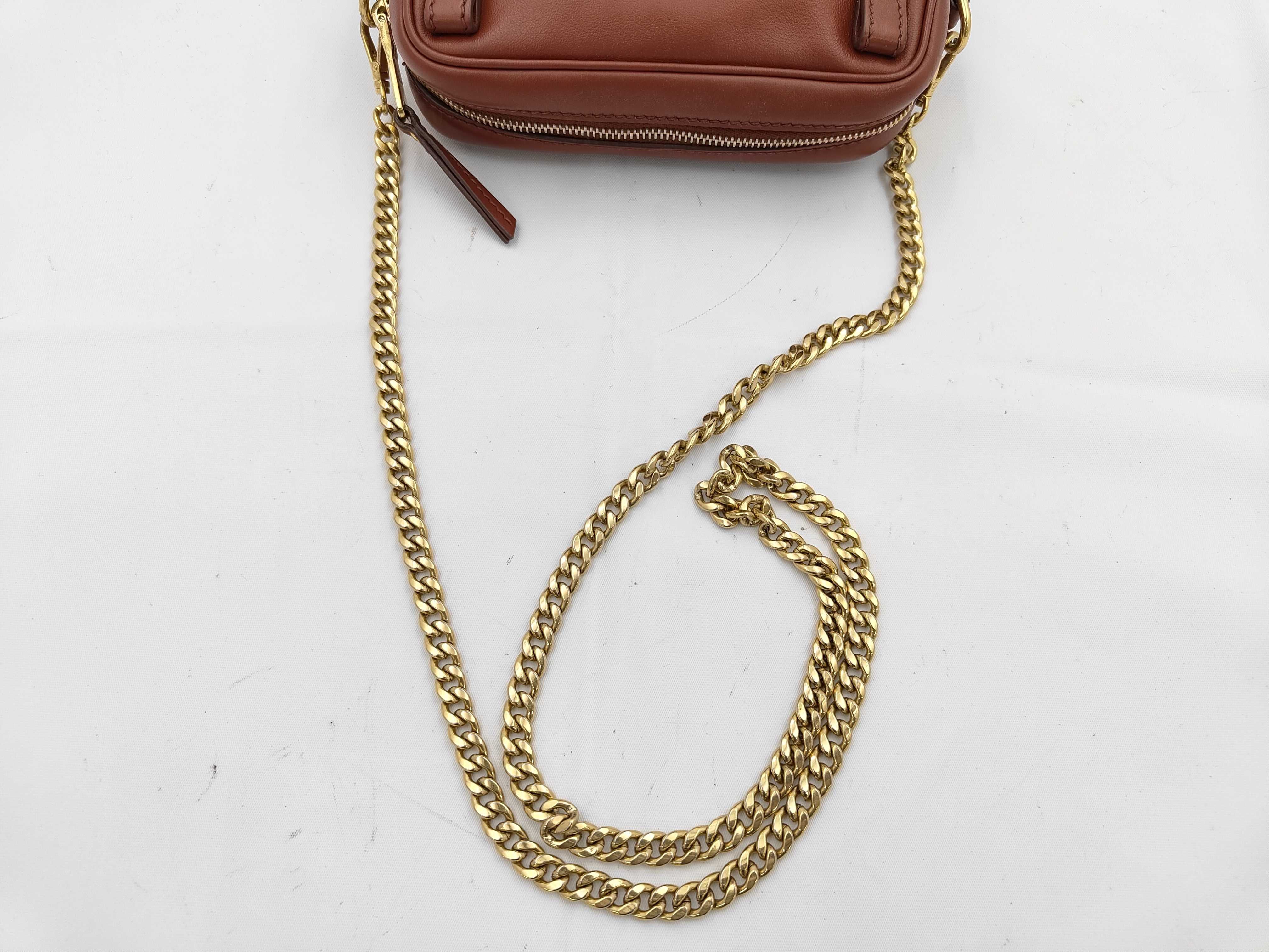 Chain Shoulder Leather Brown Shoulder Bag — view 3