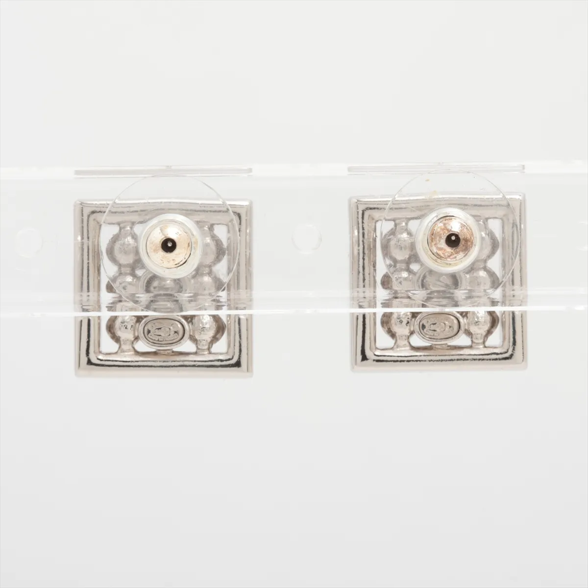 Coco Mark C24S Earrings (Pair) GP x Rhinestone x Faux Pearl Silver. — view 2