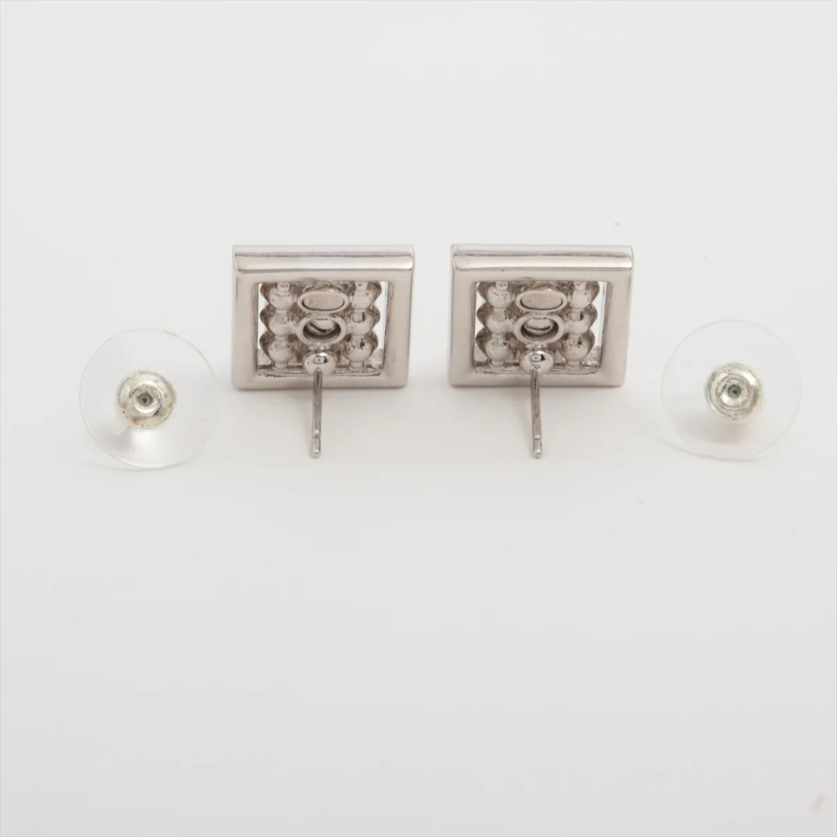 Coco Mark C24S Earrings (Pair) GP x Rhinestone x Faux Pearl Silver. — view 4