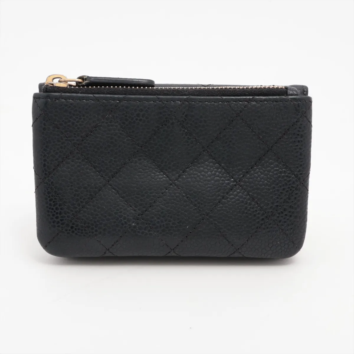Matelasse caviar skin coin case black gold hardware 18625605 — view 2