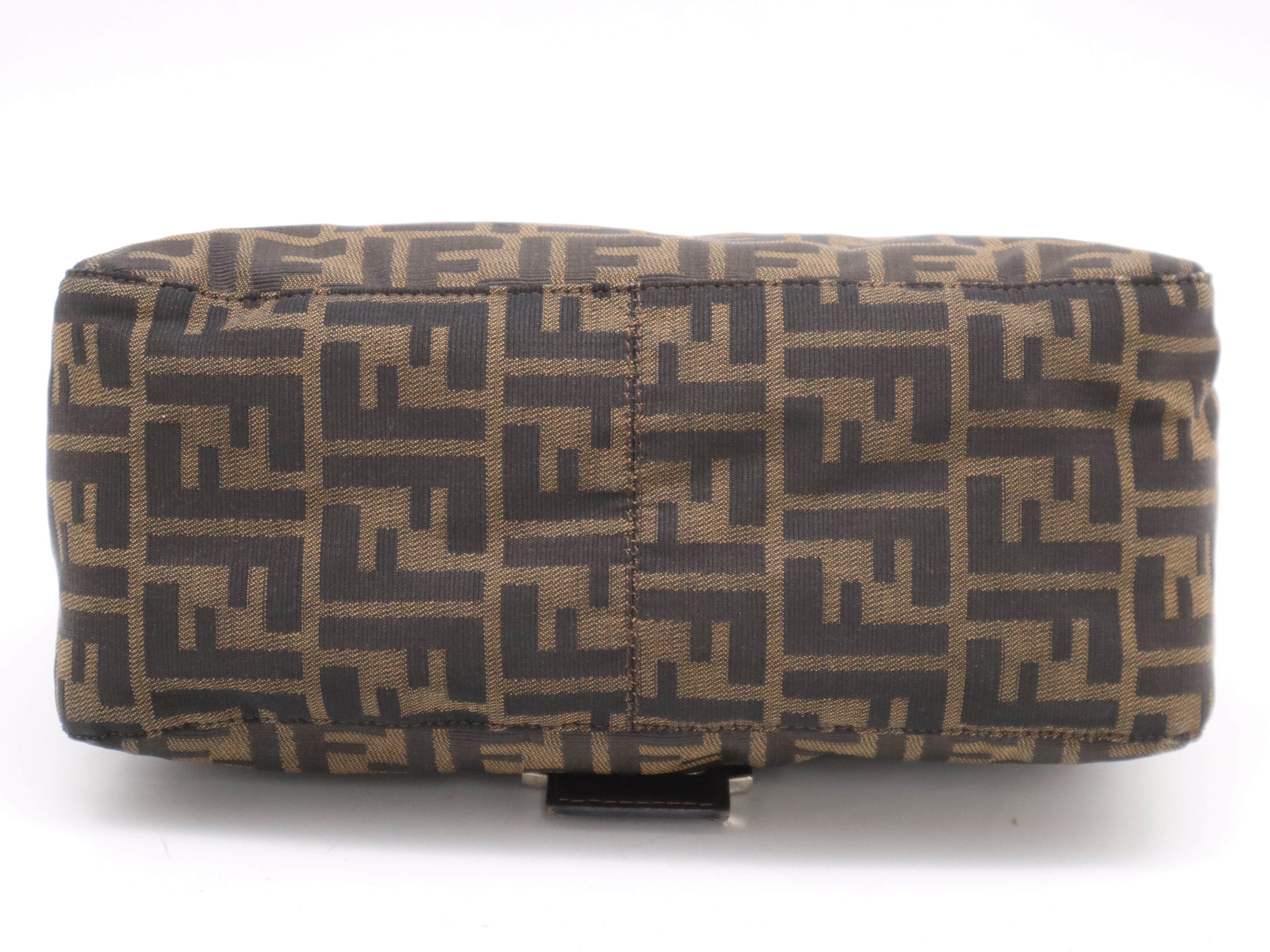 Canvas x Leather Zucca Pattern Shoulder Bag, Brown, Silver Hardware — view 4