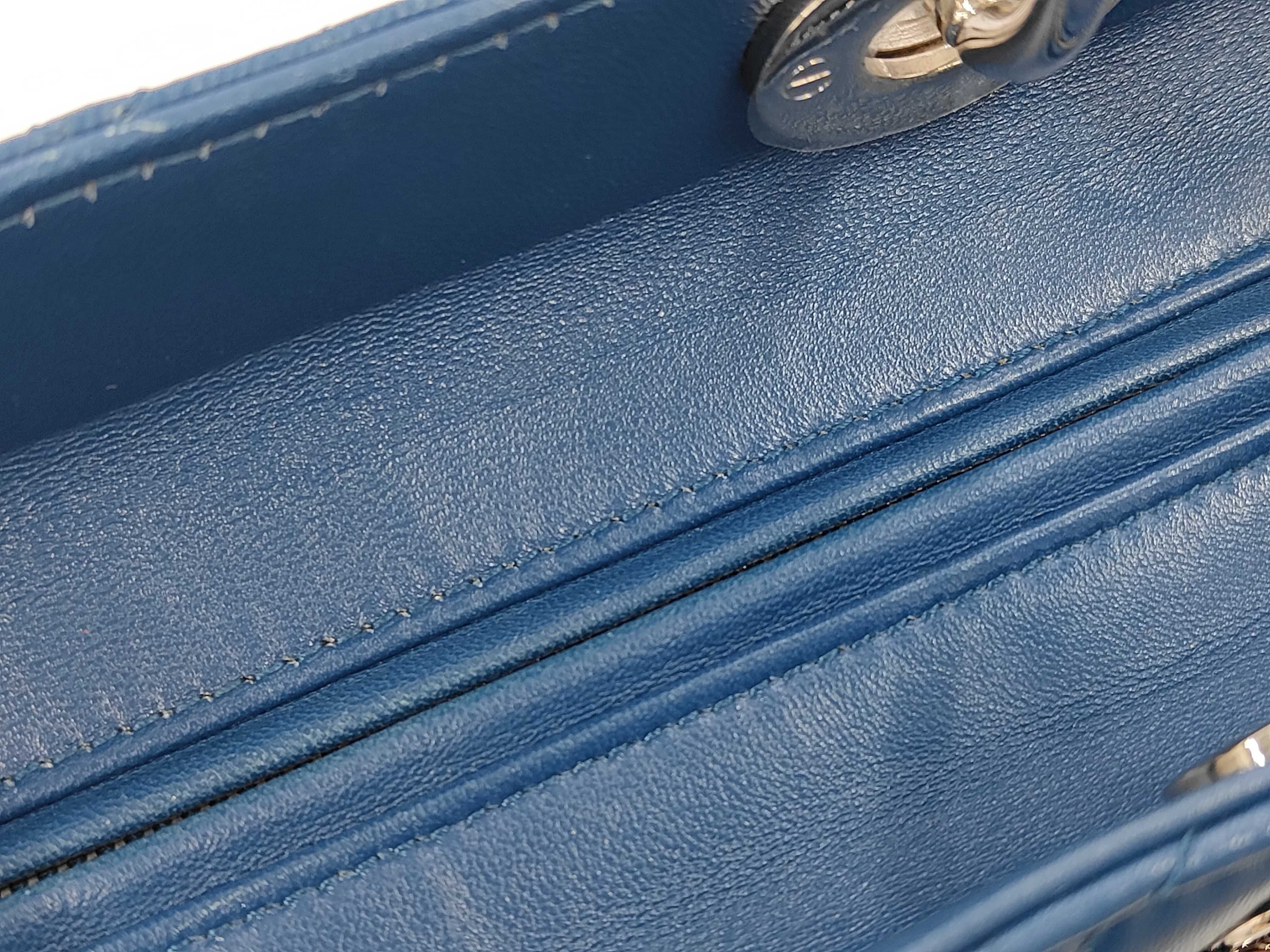 Lady Dior Large Cannage Lambskin 2-way Shoulder Bag with Silver Hardware, Blue — view 9