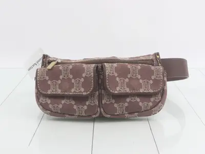 Paris Macadam Body Bag, Bordeaux Canvas Leather
