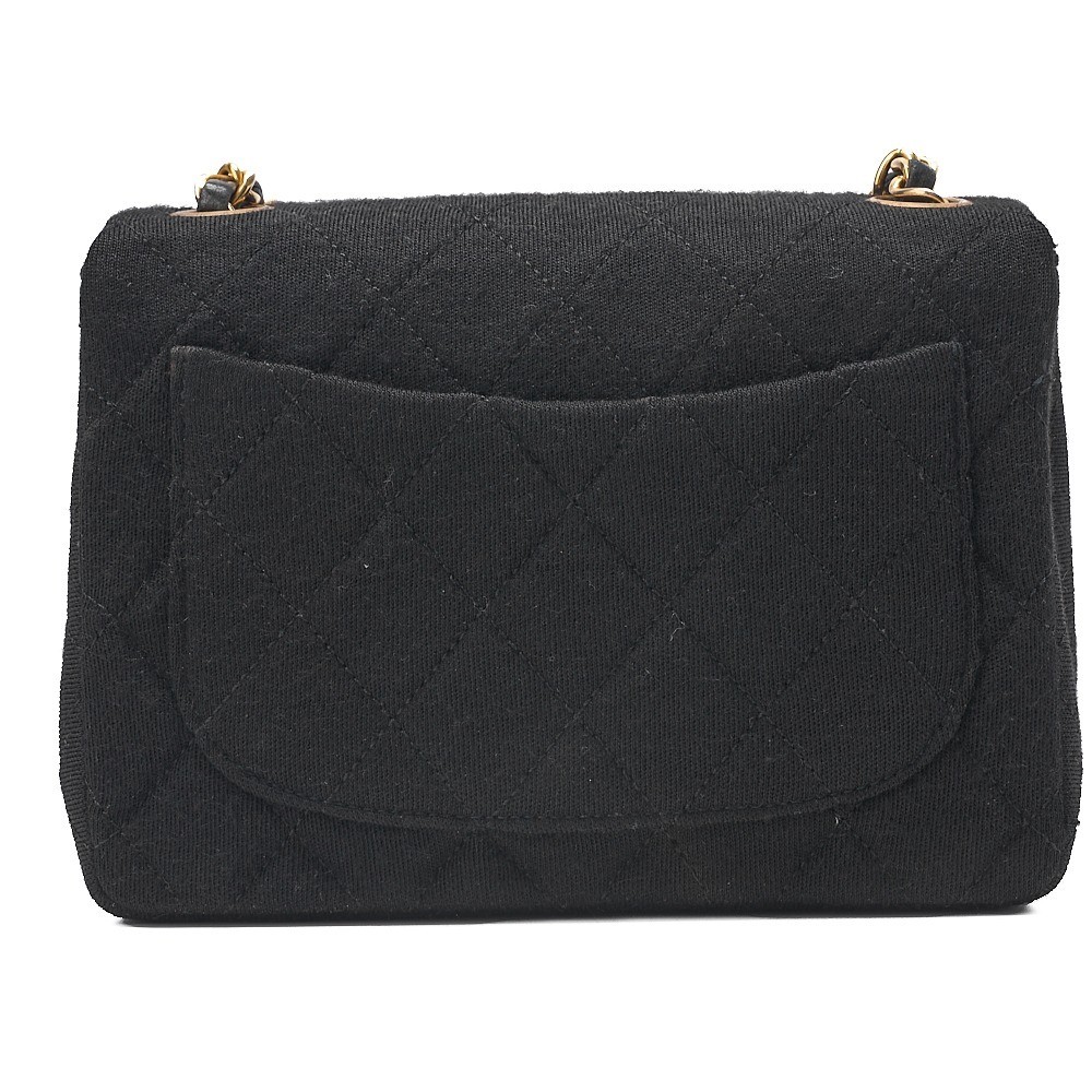 Cotton Mini Matelassé Chain Shoulder Bag, Black, Gold Hardware, Series 1 — view 2