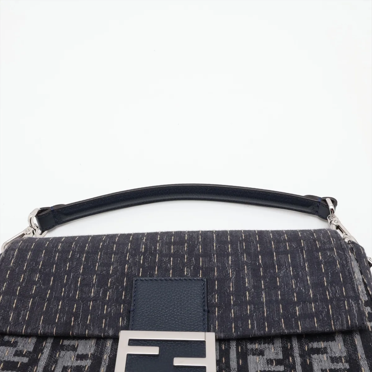 Zucca Bucket Canvas x Leather 2-Way Shoulder Bag, Gray x Navy, 7VA572 — view 6