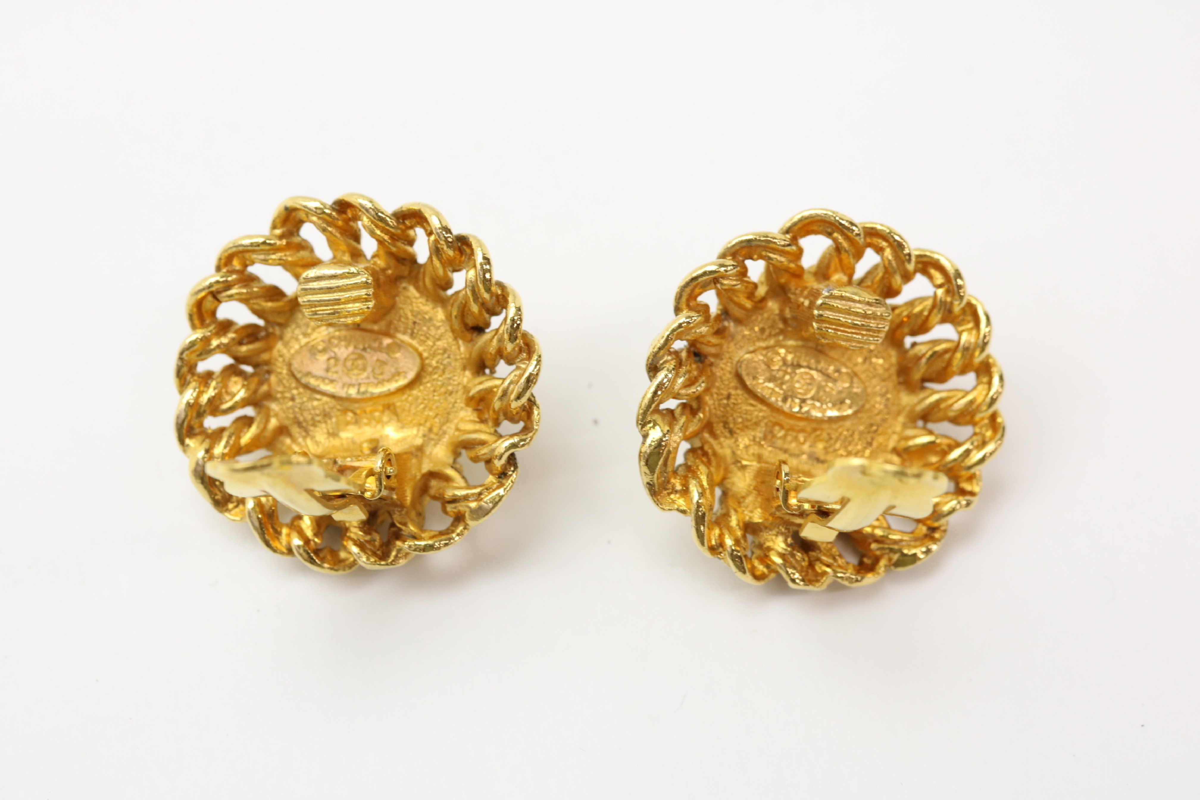 Round Chain Pearl Earrings, Size 23 — view 3