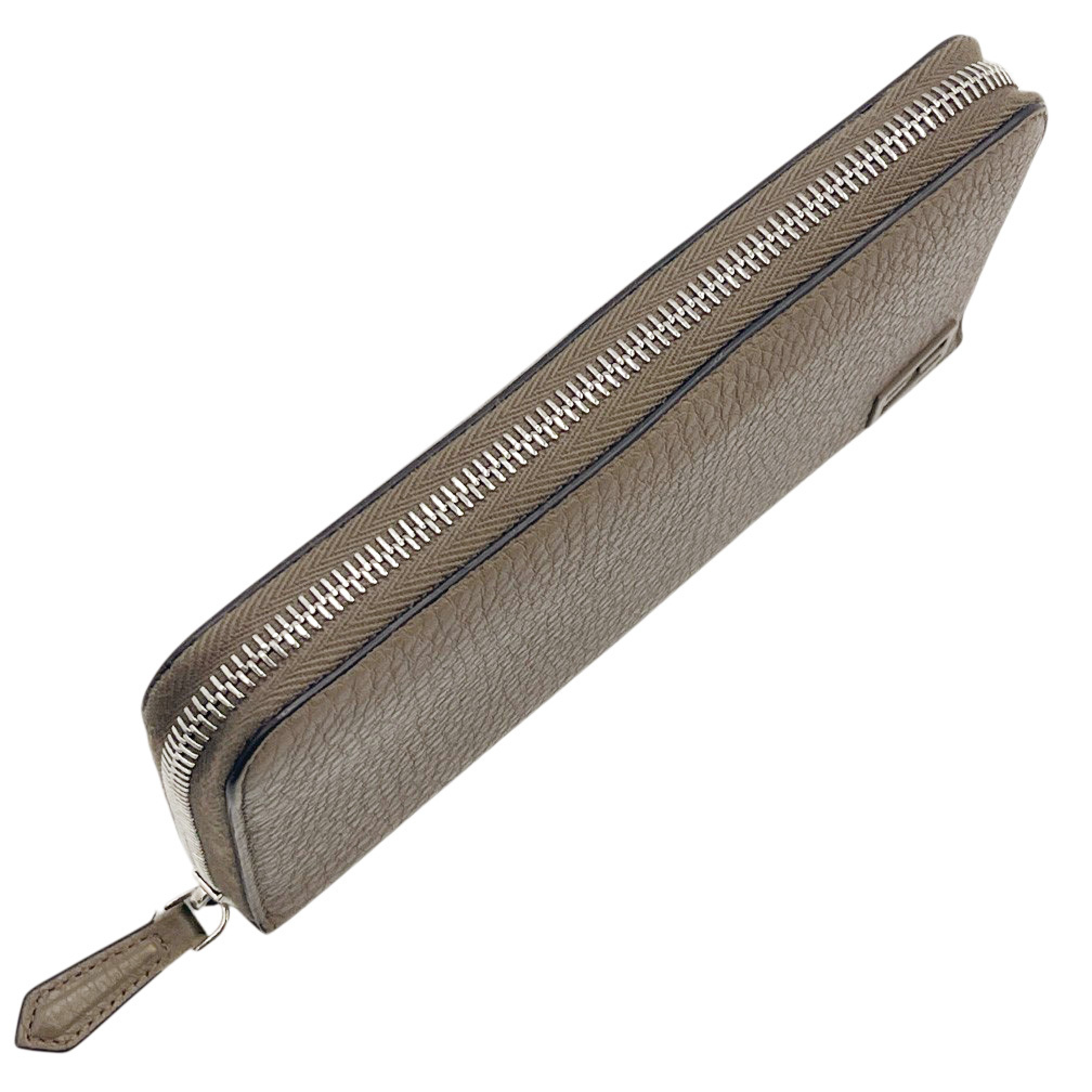 7M0210 Zip-Around Wallet, Leather, Genuine Leather, Logo Accent, Taupe. — view 7