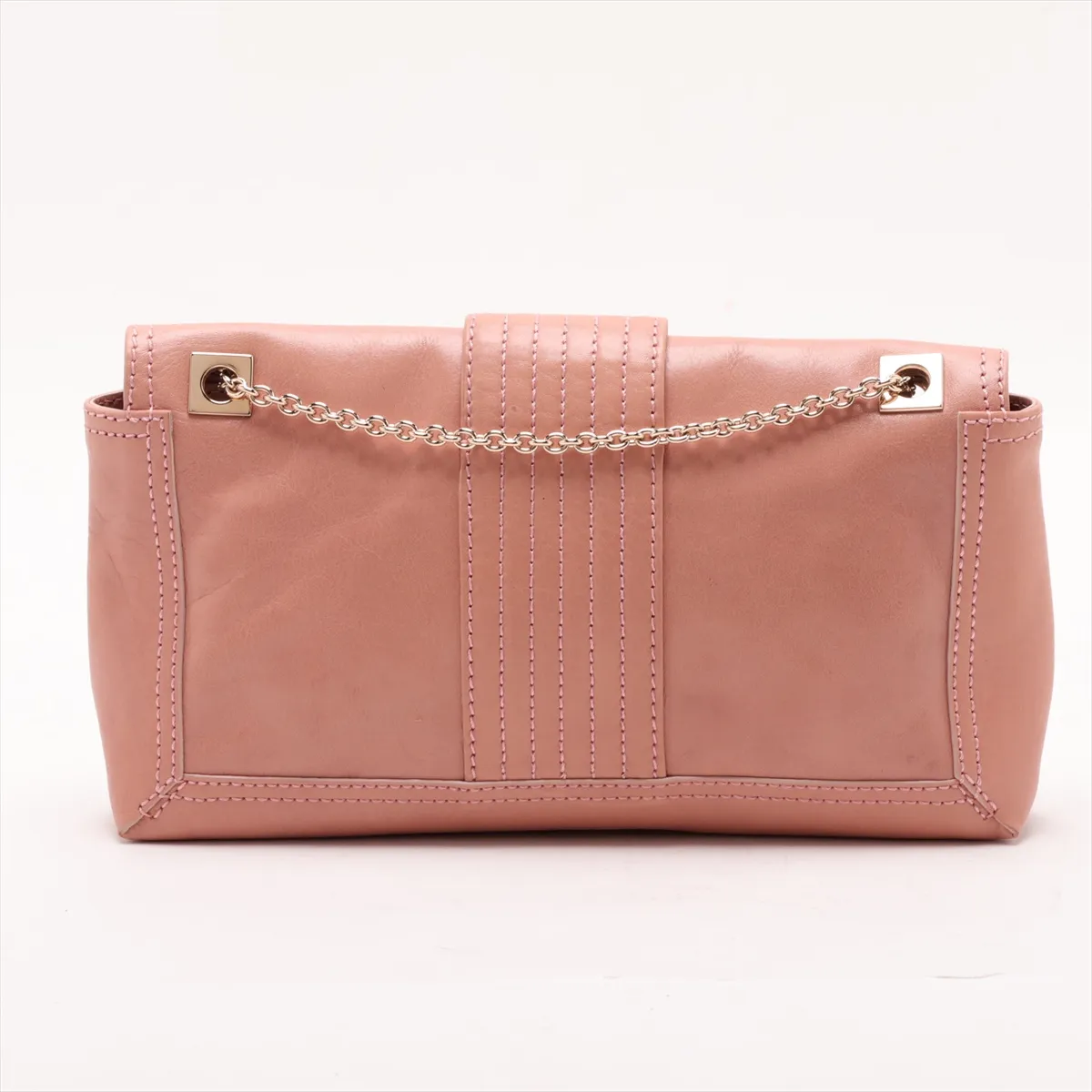 Leather Chain Shoulder Bag, Pink, 8BT139 — view 2