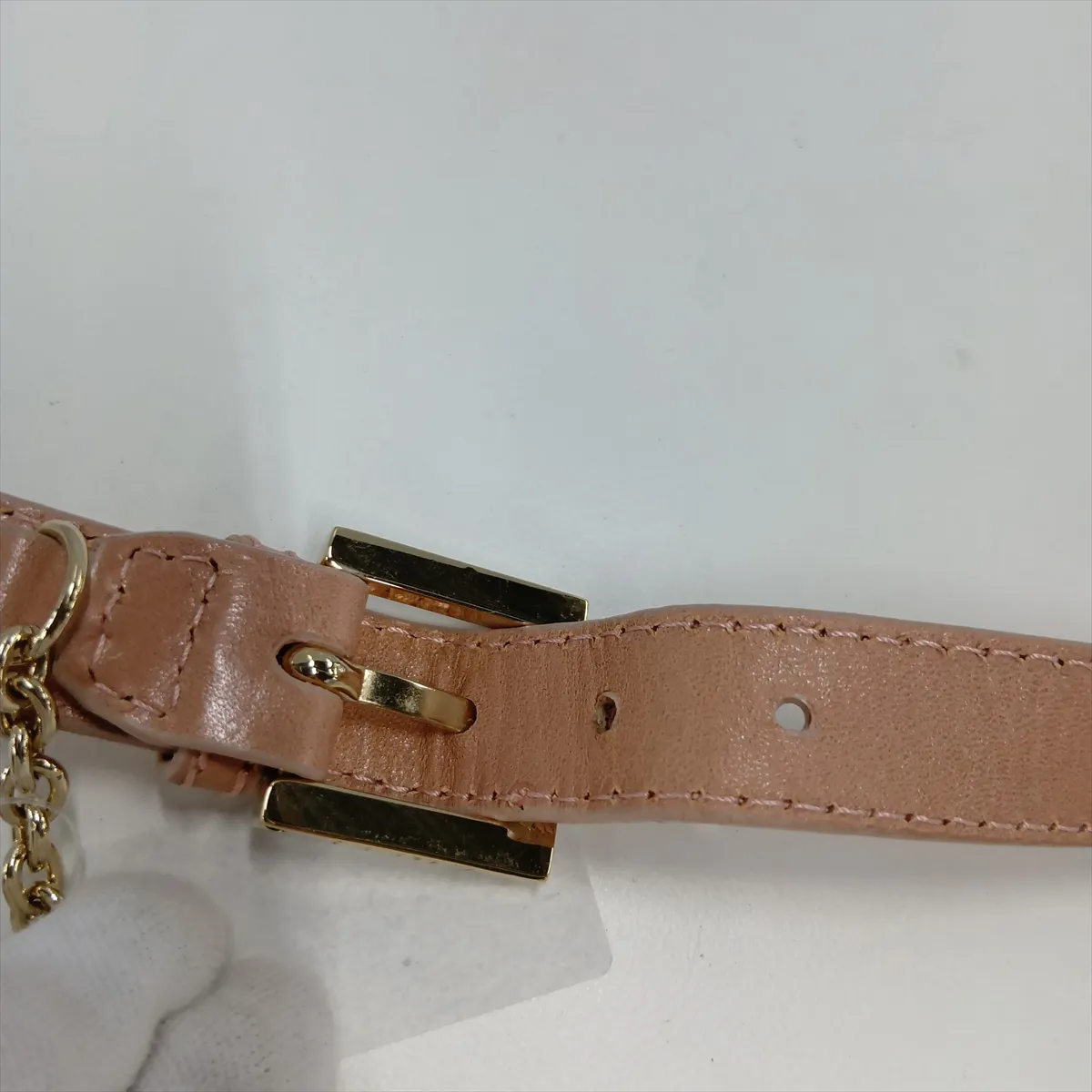Leather Chain Shoulder Bag, Pink, 8BT139 — view 14