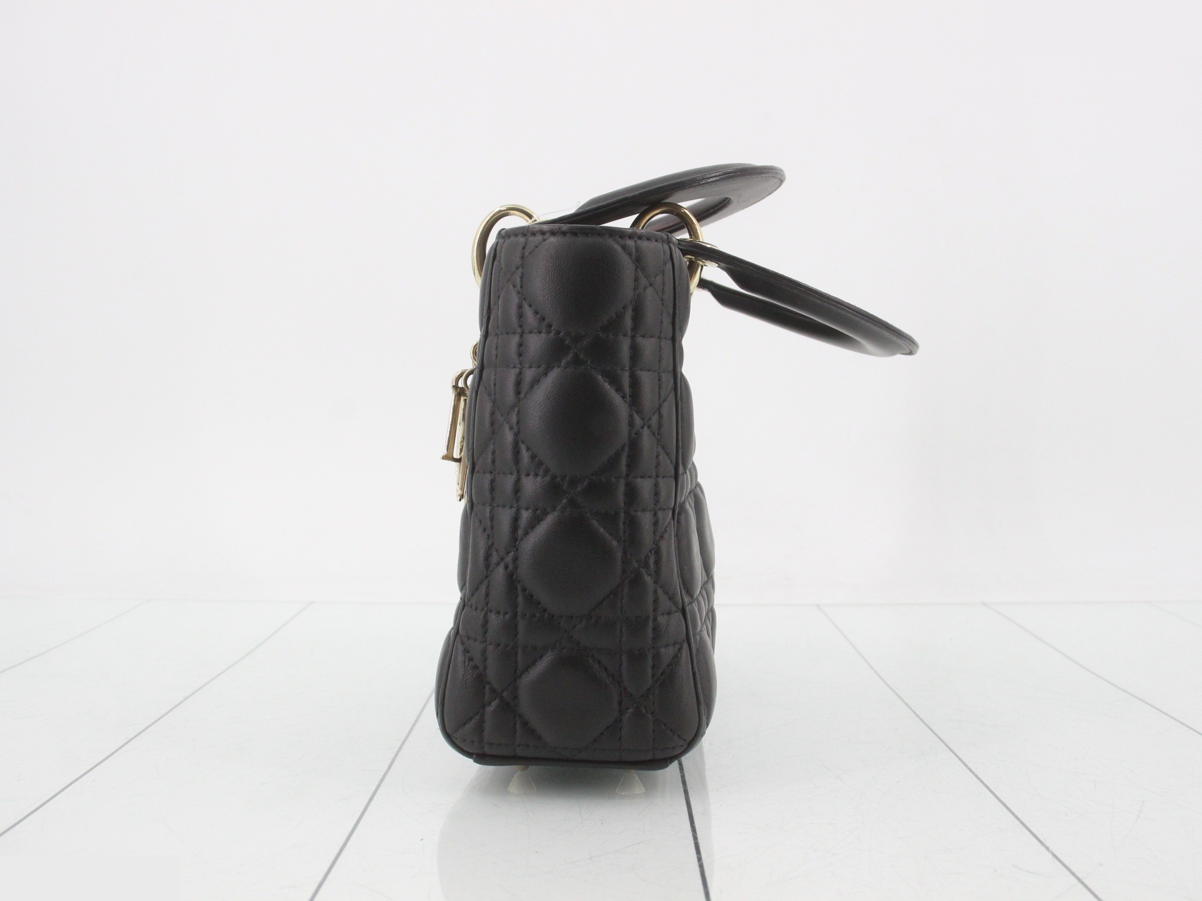 MyABC My Lady Dior Lambskin Black 2-Way Handbag with Strap — view 3