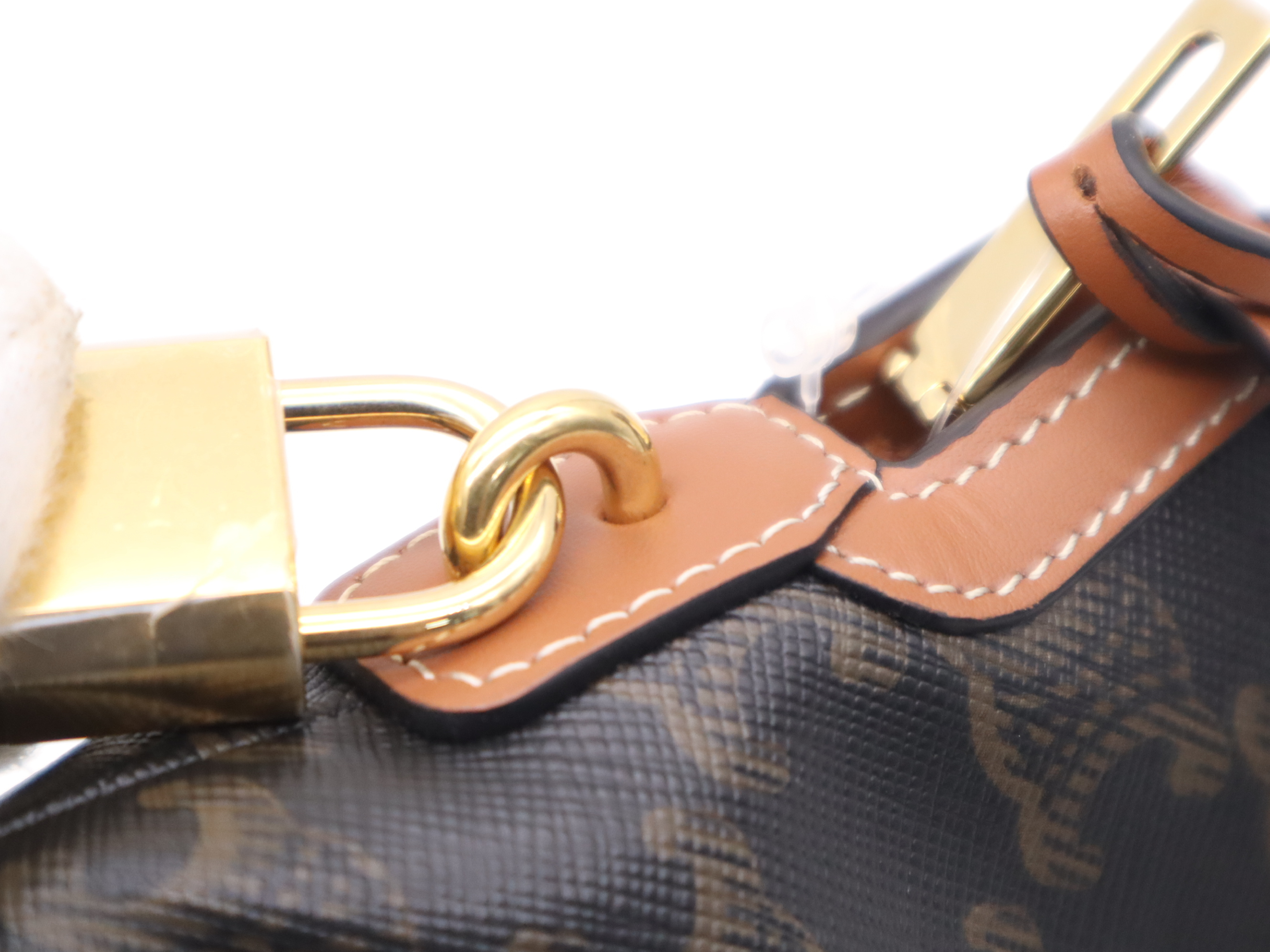 Triomphe Canvas Lock Toiletry Pouch, Brown, with padlock, 2 keys, and dust bag. — view 7