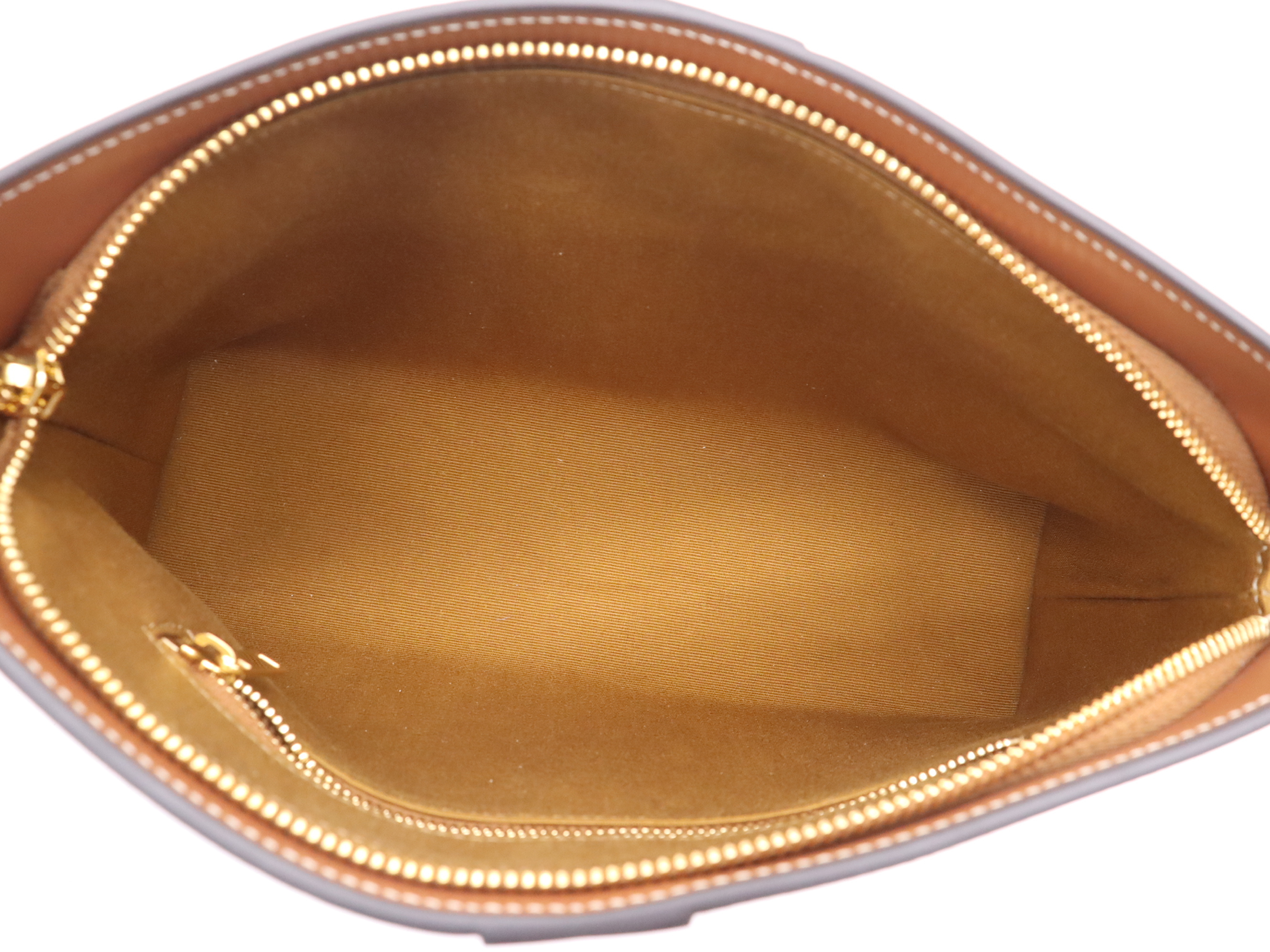 Triomphe Canvas Lock Toiletry Pouch, Brown, with padlock, 2 keys, and dust bag. — view 9