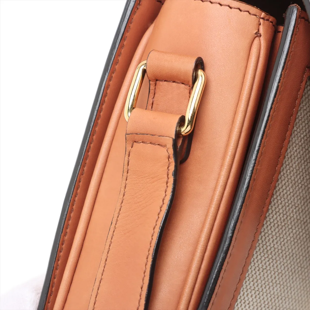 Triomphe Teen Canvas x Leather Shoulder Bag Beige x Brown — view 12