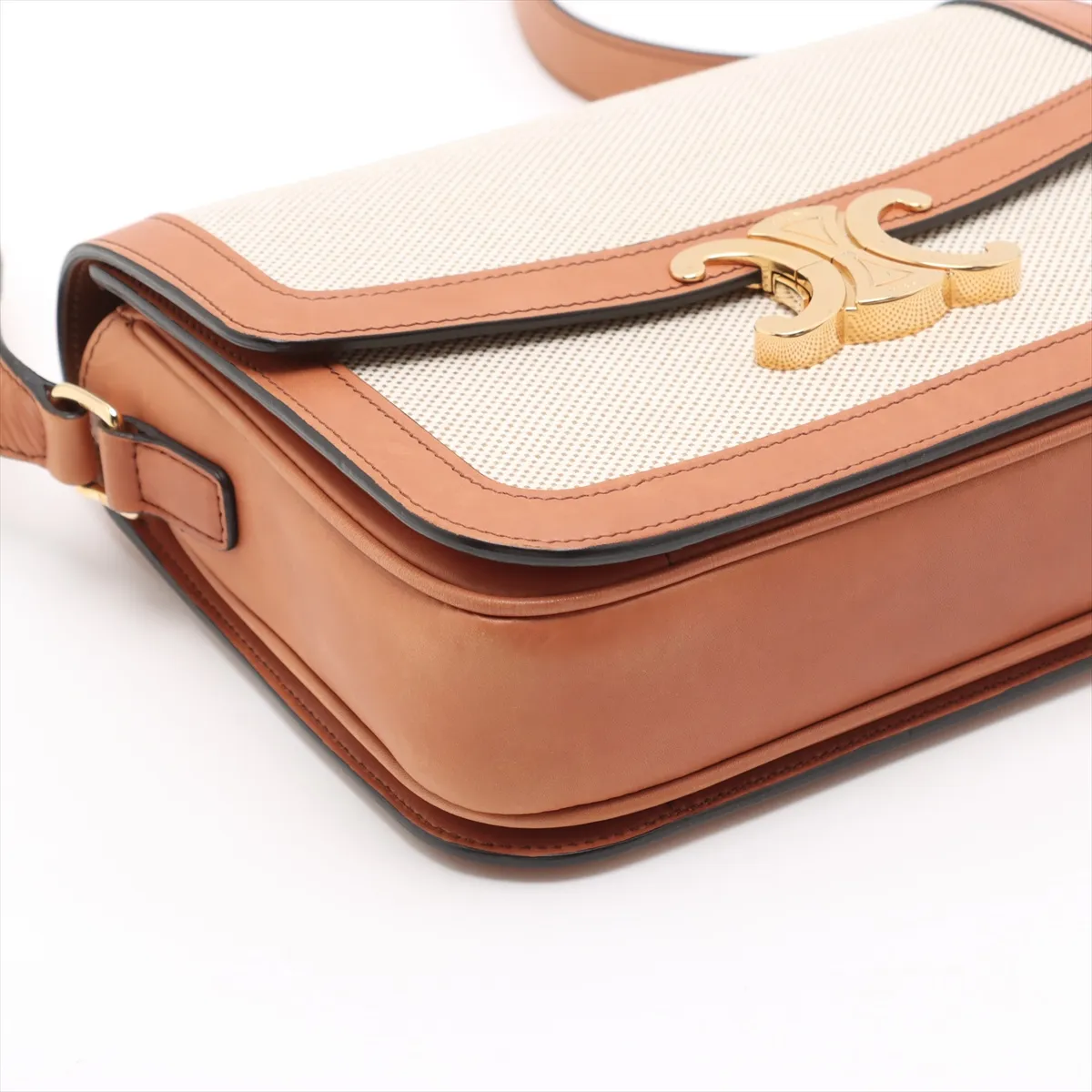 Triomphe Teen Canvas x Leather Shoulder Bag Beige x Brown — view 4