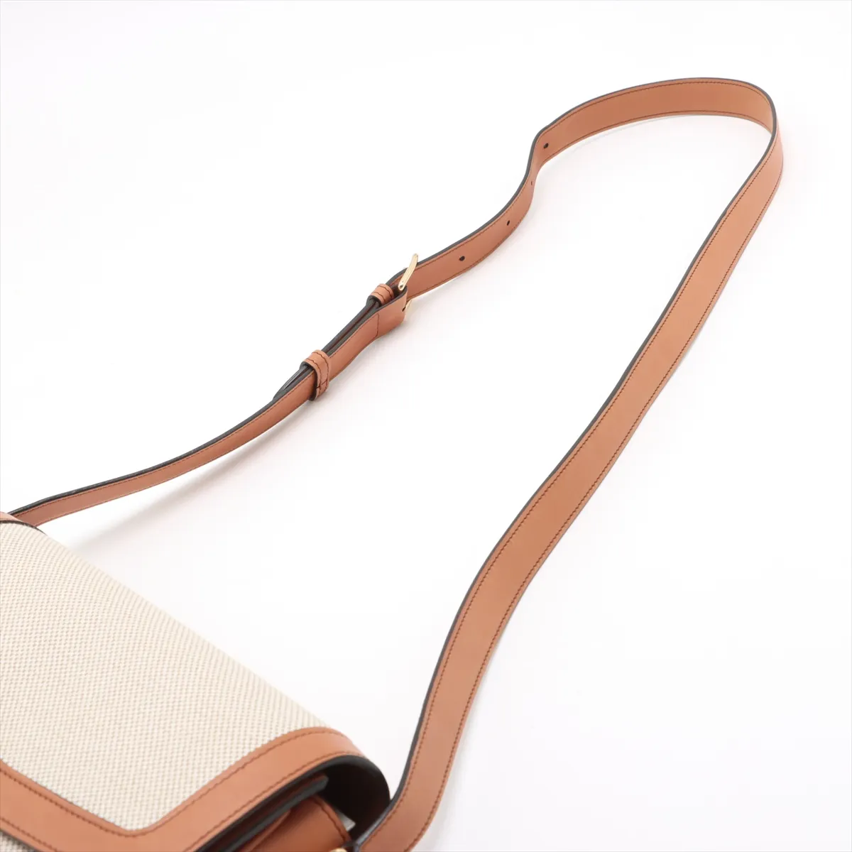 Triomphe Teen Canvas x Leather Shoulder Bag Beige x Brown — view 5