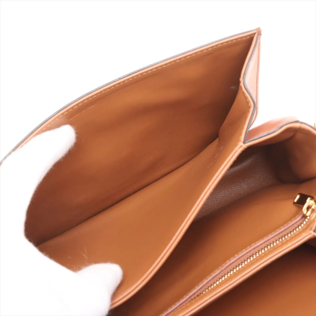 Triomphe Teen Canvas x Leather Shoulder Bag Beige x Brown — view 7