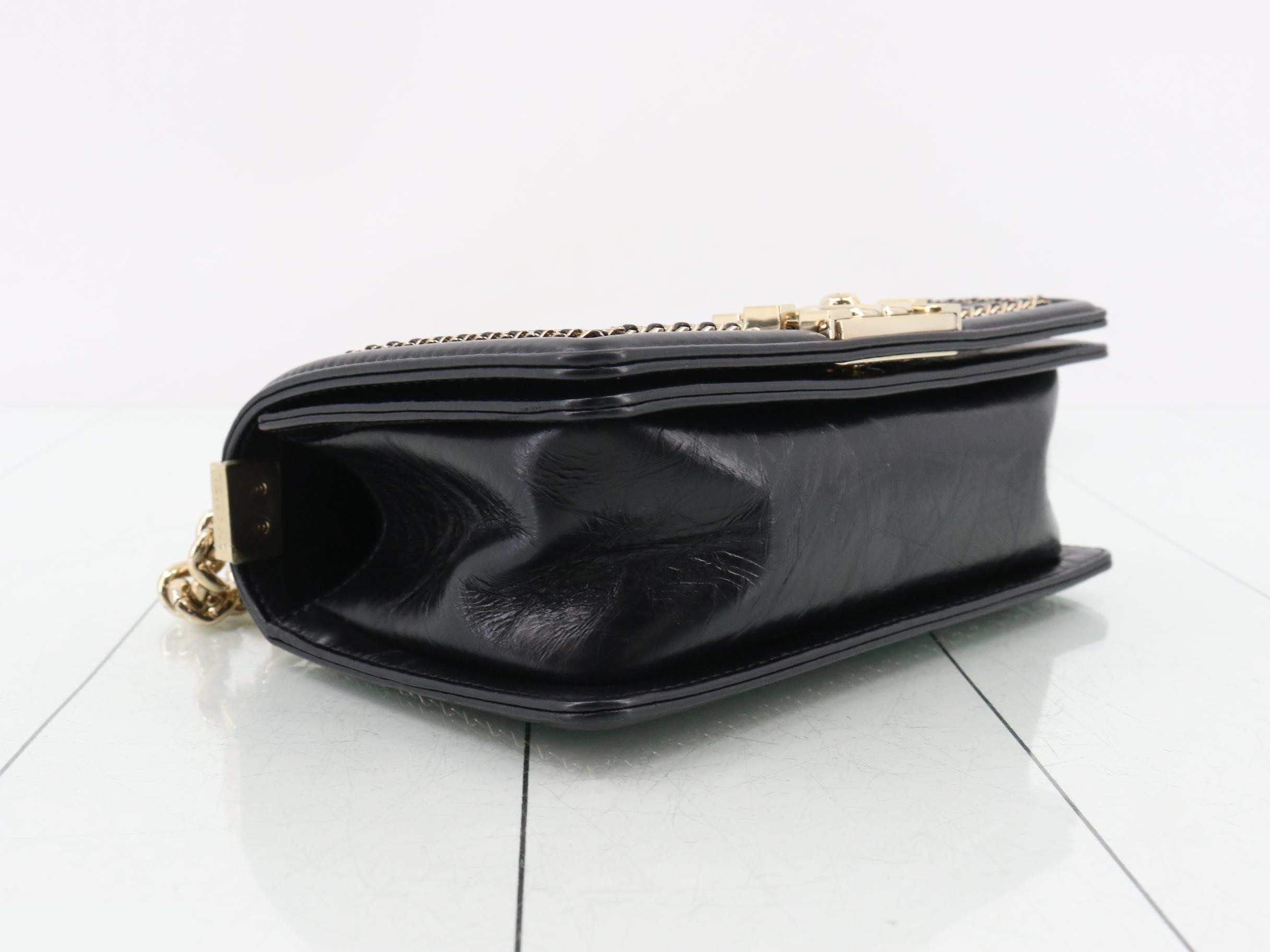 Boy Chanel Leather Studded V-Stitch Chain Shoulder Bag, Black — view 5