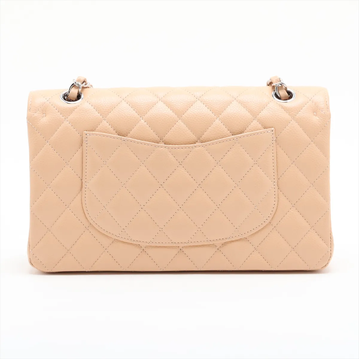 [Individually packaged] Chanel Matelassé 25 Caviar Skin Double Flap Double Chain Bag, Beige, Silver Hardware, 24608109, Series 24, A01112 — view 2